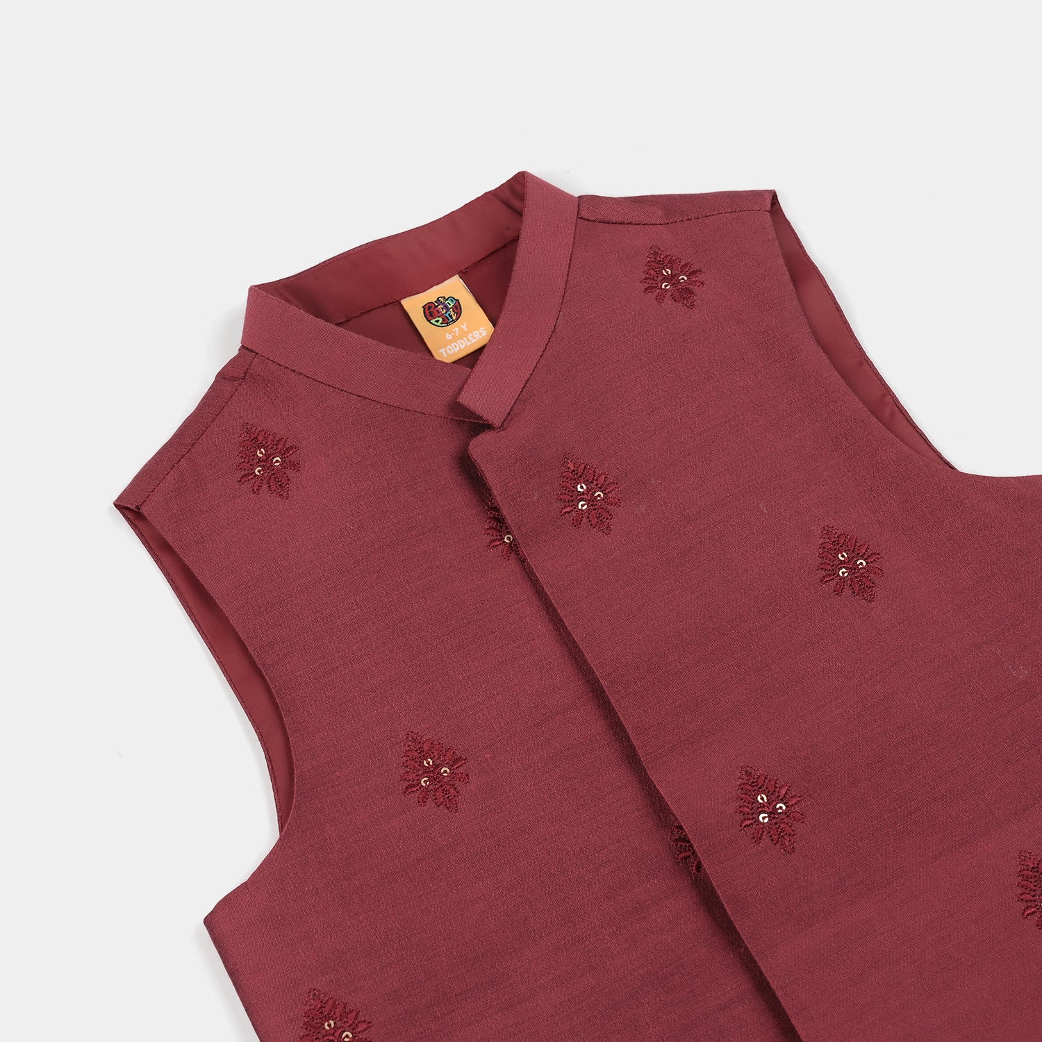 Boys Poly Viscose Waistcoat (Classic)-RED - Image 2