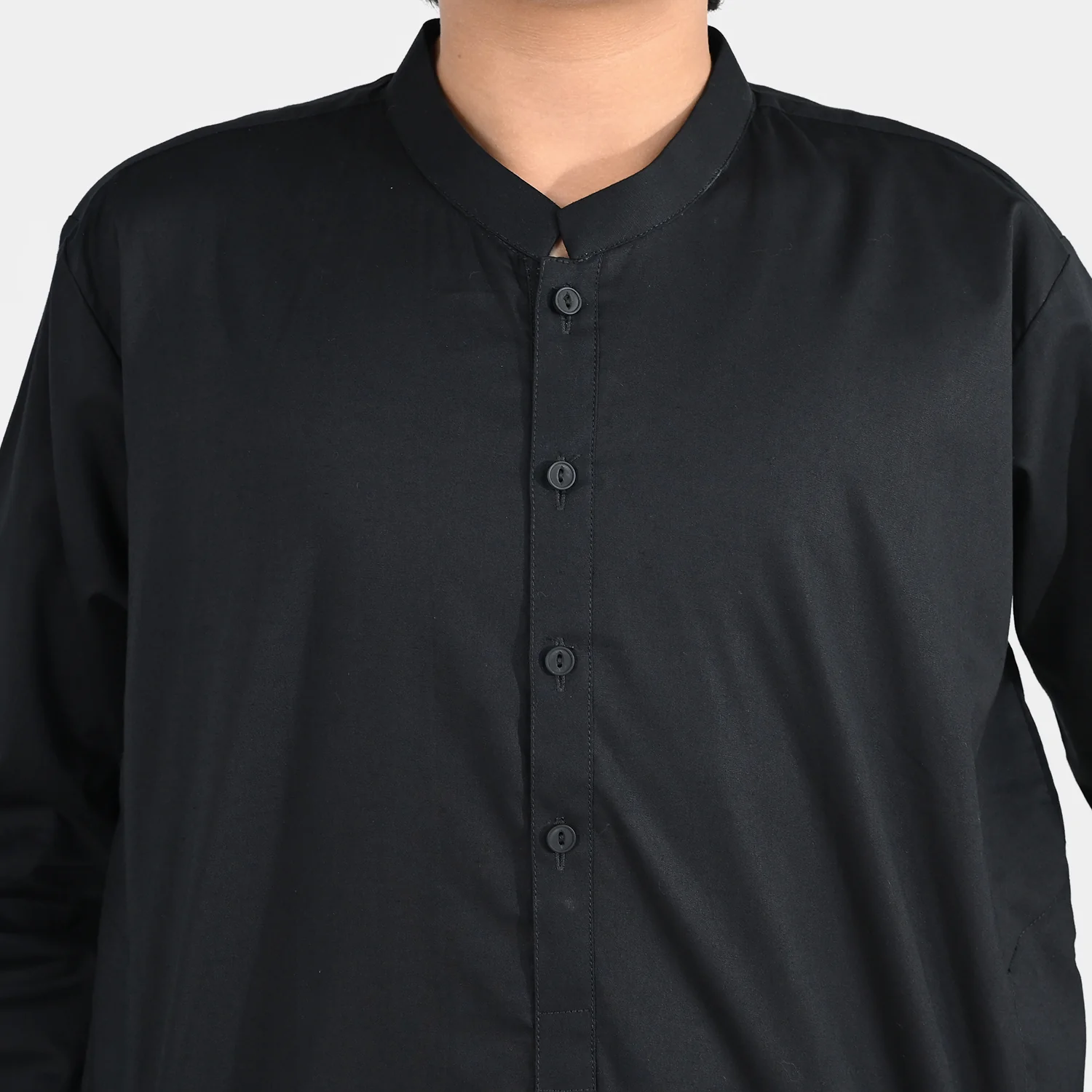 Boys Cotton Poplin Kurta Pajama - Black - Image 5