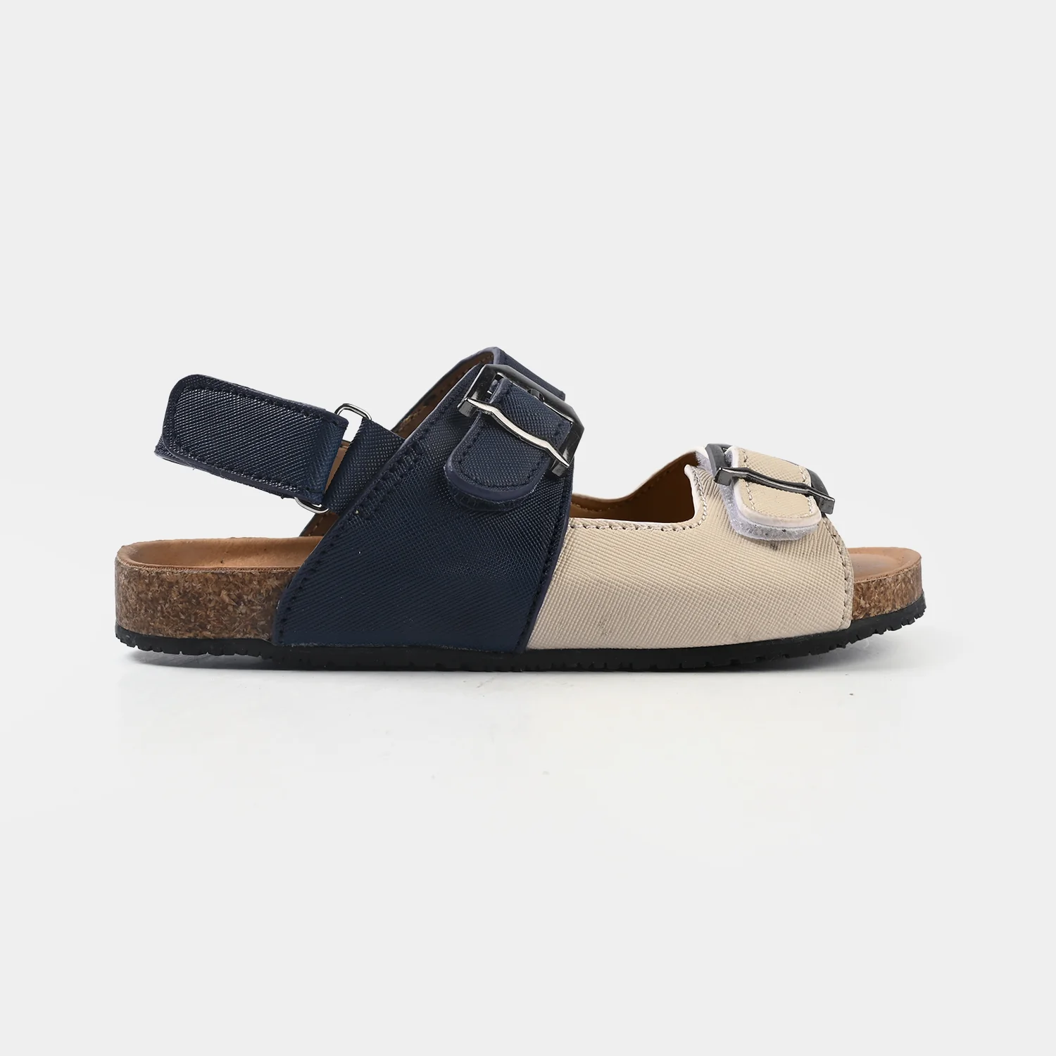 Boys Sandal PD-29 – Navy & Beige with Double Strap and Buckle Closure - Image 4