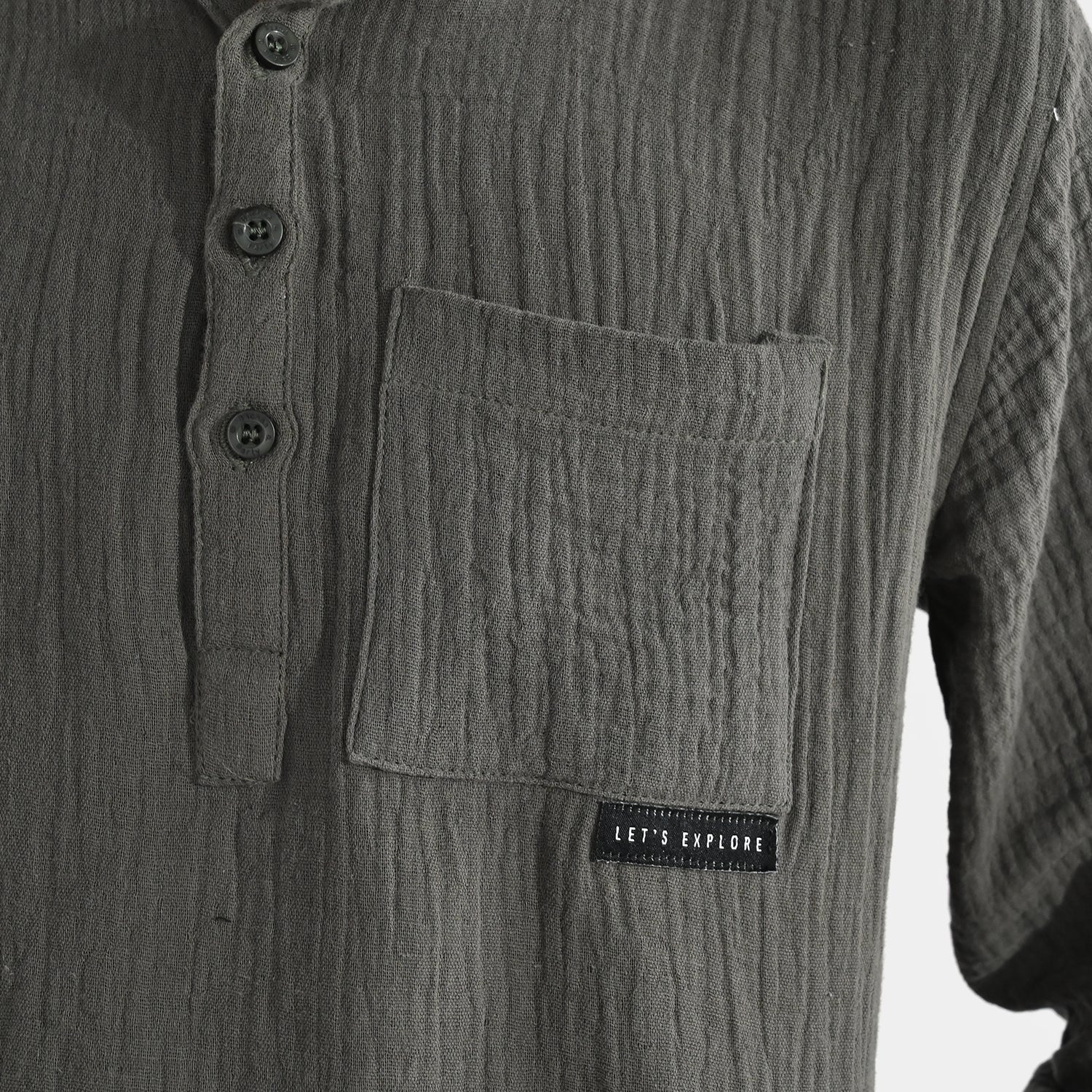 Boys Gauze Shirt (Lets Explore) - Green - Image 2