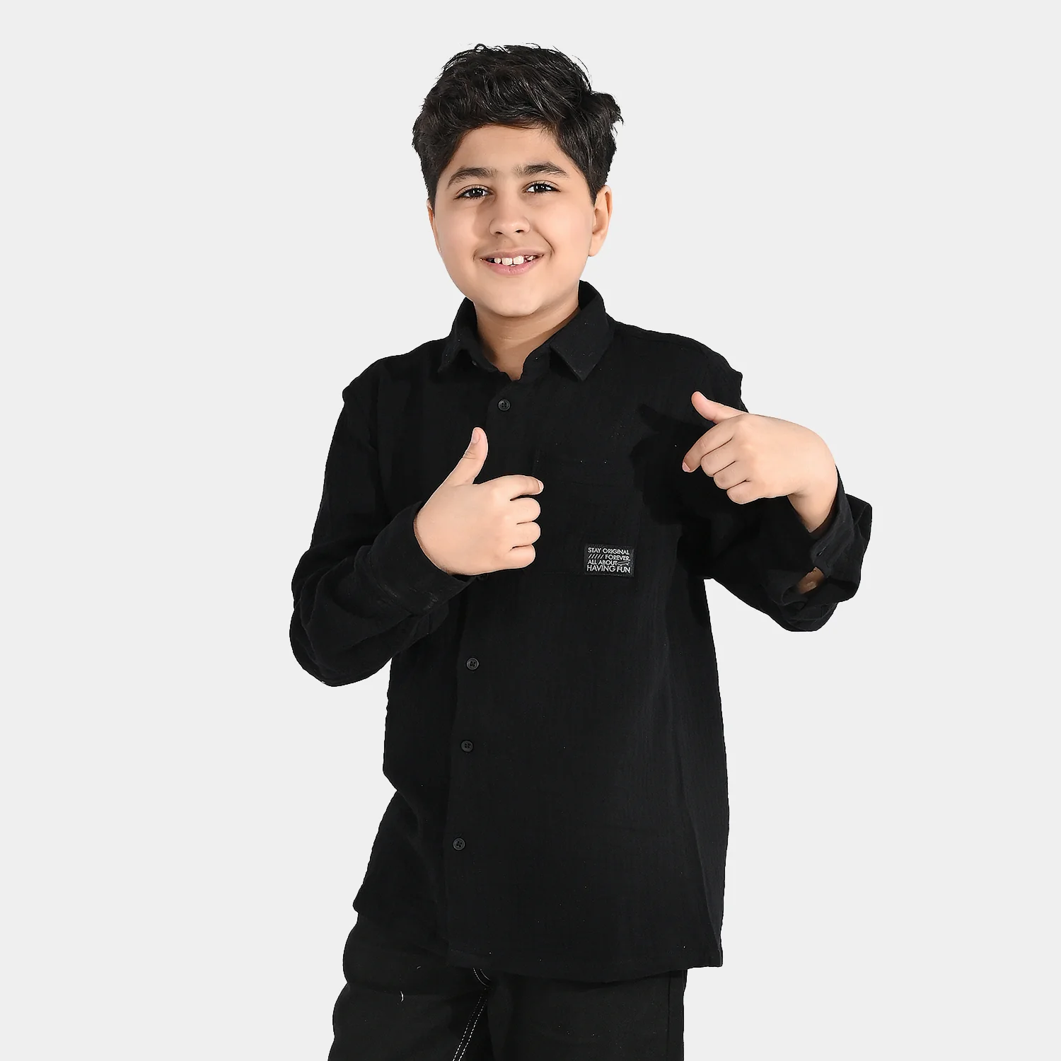 Boys Gauze Shirt (Stay Original) - Black - Image 2