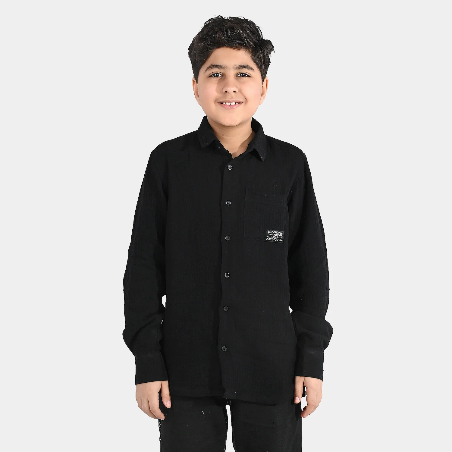 Boys Gauze Shirt (Stay Original) - Black - Image 3