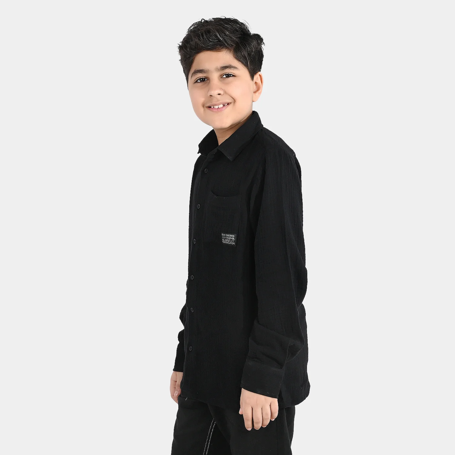 Boys Gauze Shirt (Stay Original) - Black - Image 4