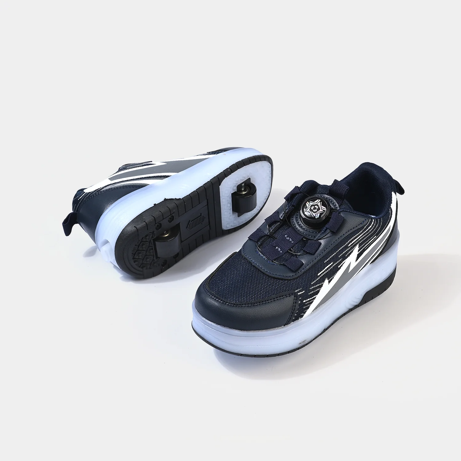 Boys Skate Shoes 116-2-Navy/Grey - Image 4