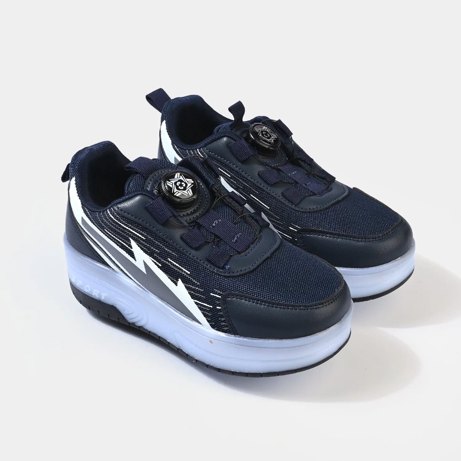 Boys Skate Shoes 116-2-Navy/Grey - Image 5