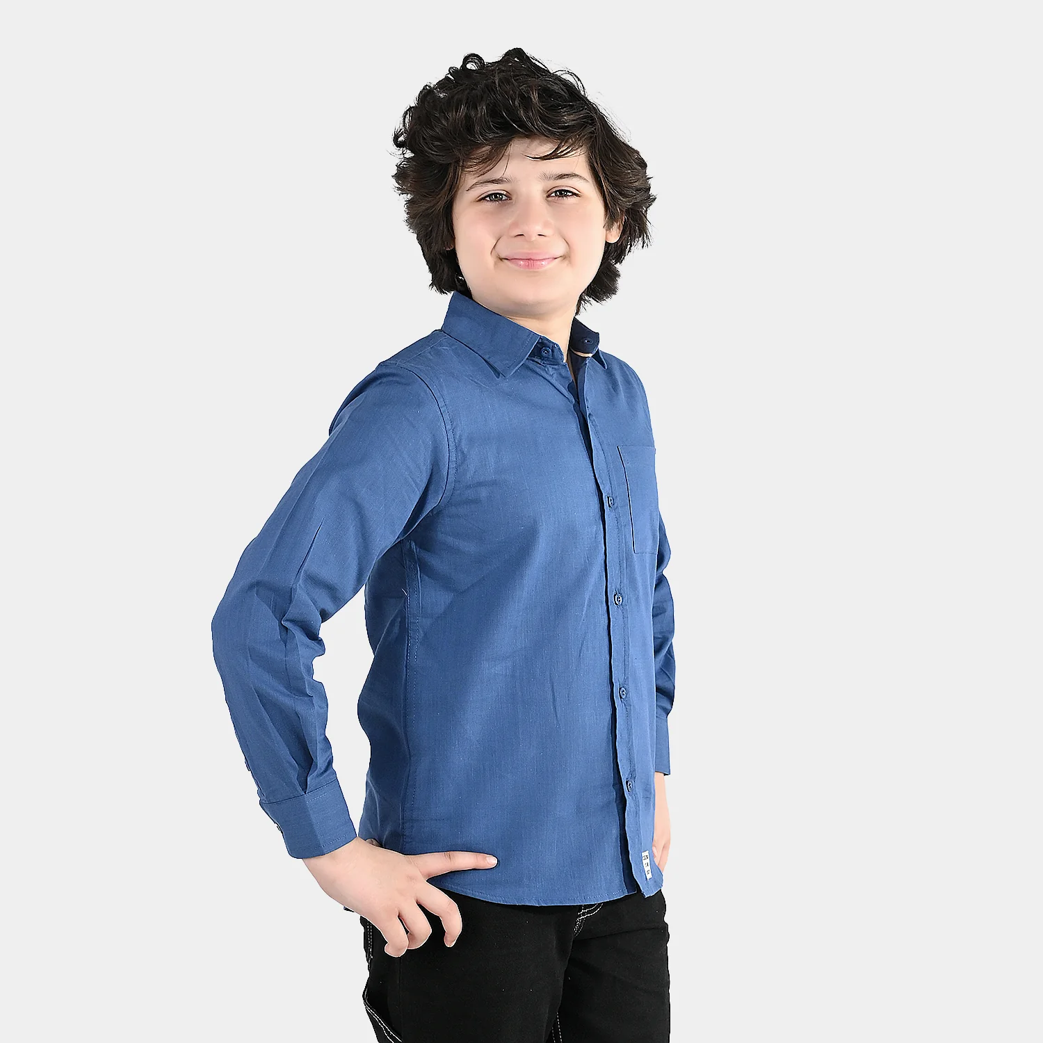Boys Slub Jersey Casual Shirt (Success) - Blue - Image 2