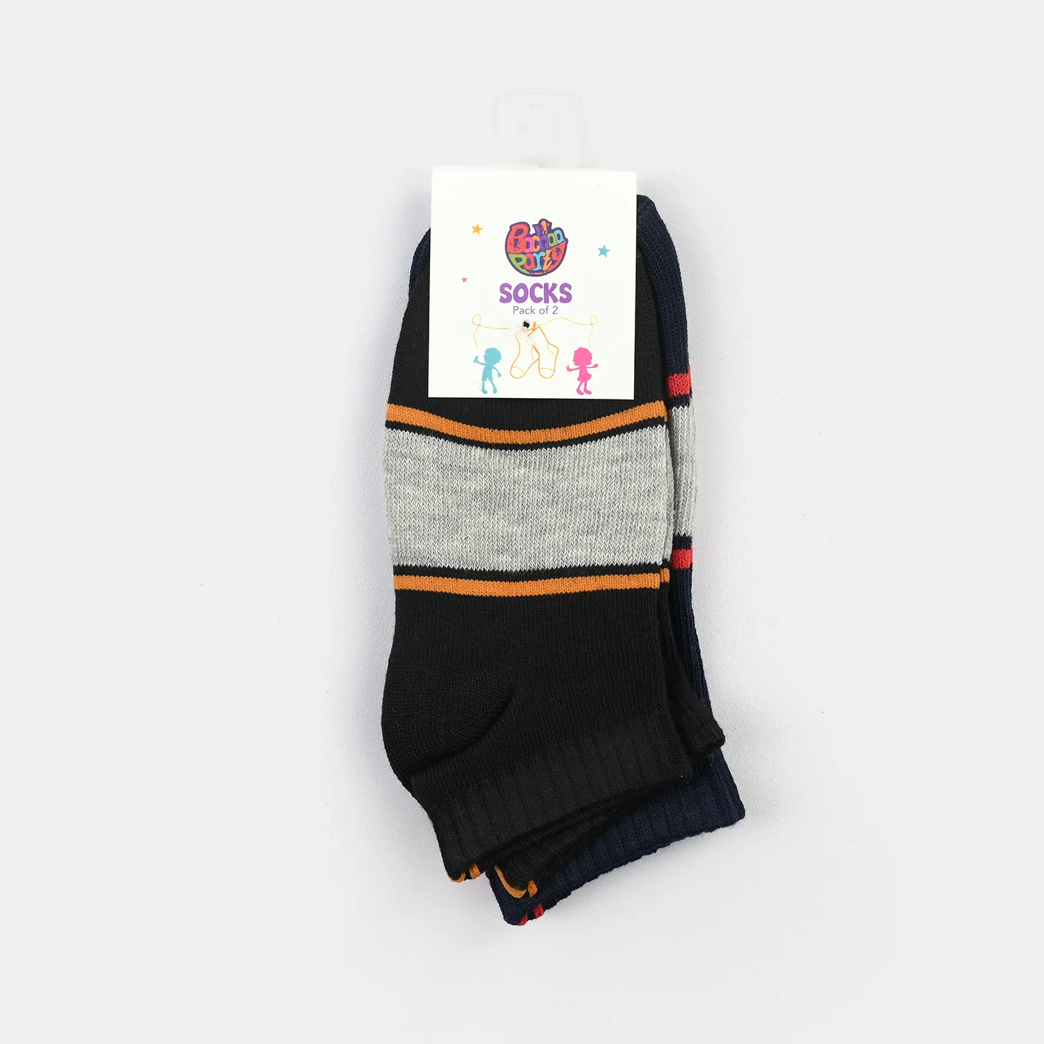 Boys Socks Pack Of 2 Ankle Striper-Blue.Black - Image 3