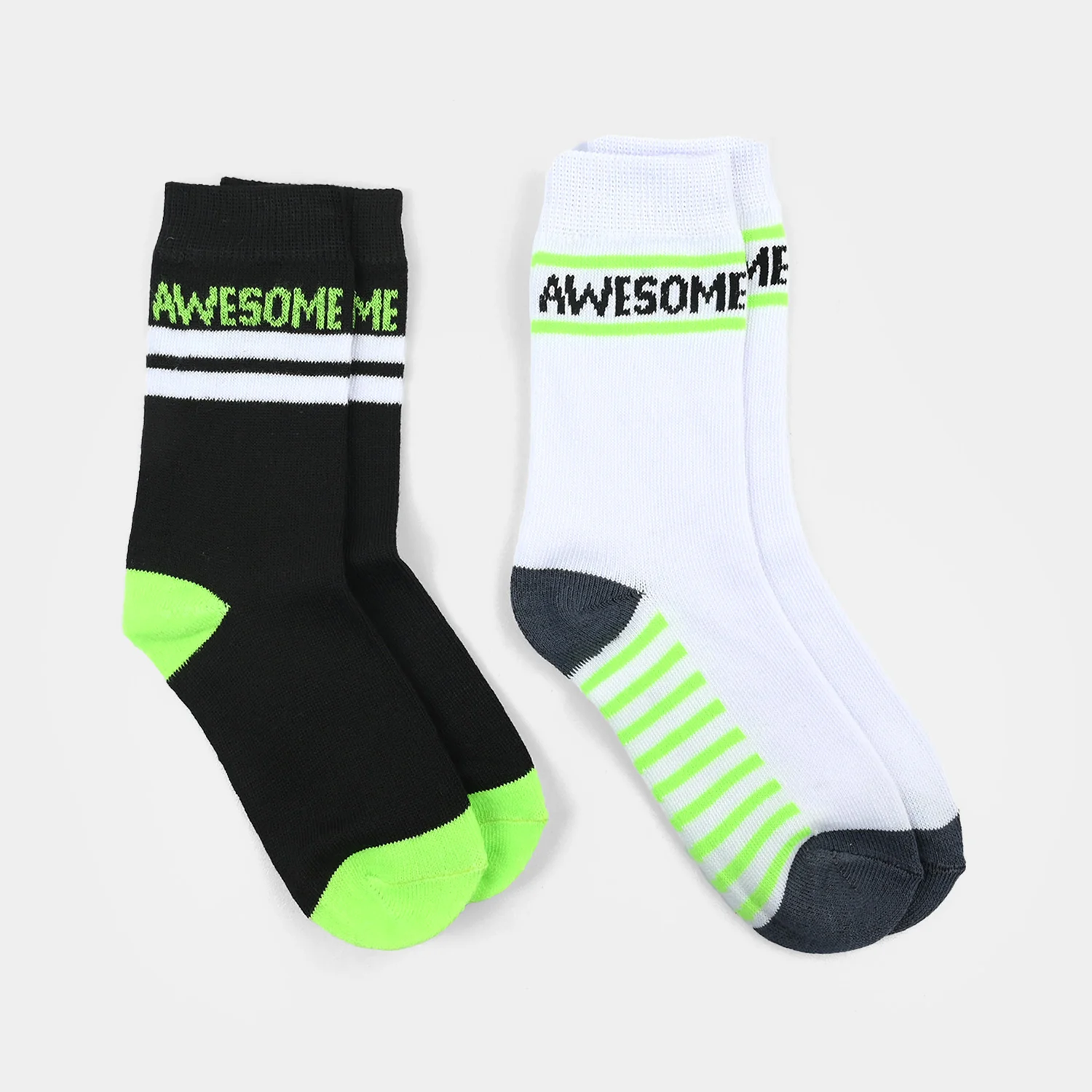 Boys Socks Pack Of 2 Awesome-Grey.Black
