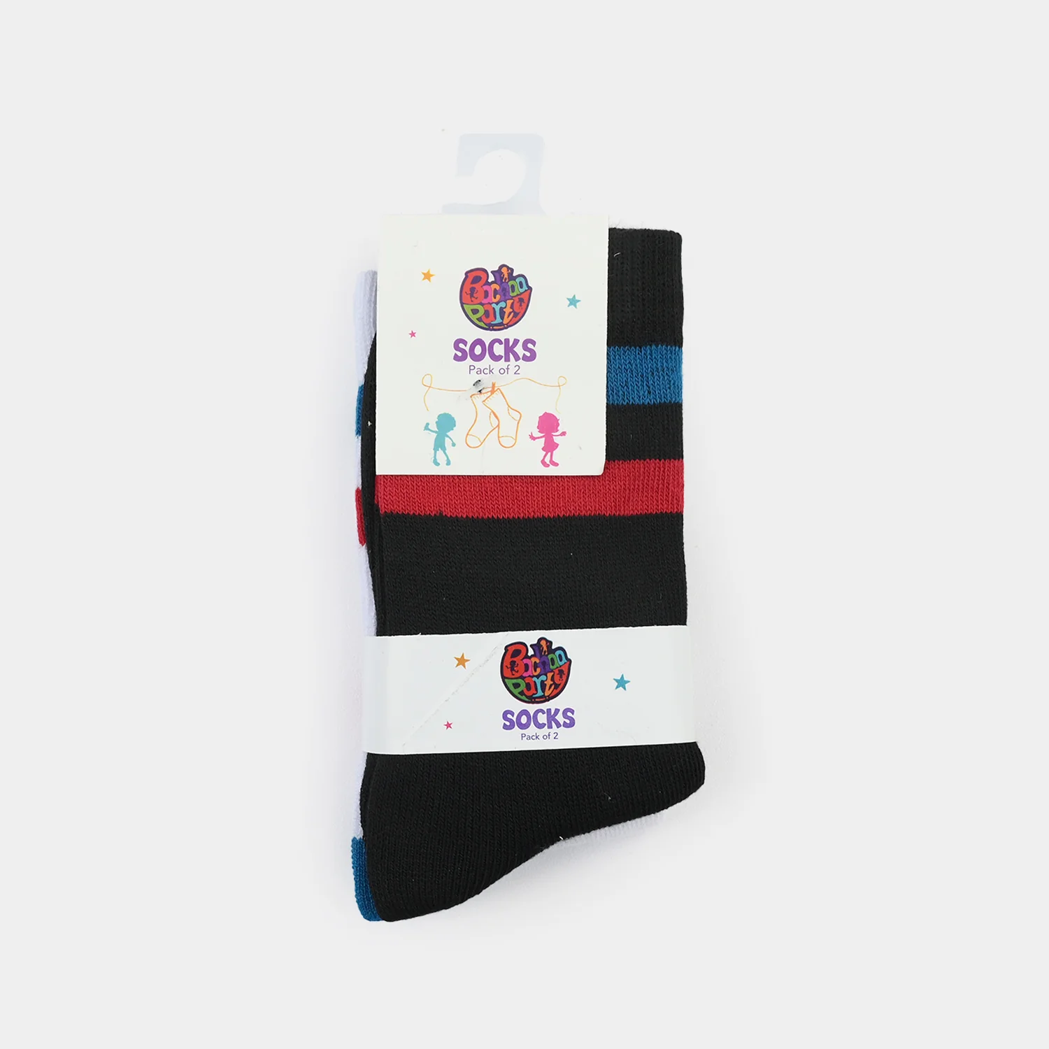 Boys Socks Pack Of 2 Striper-3-Black.White - Image 3