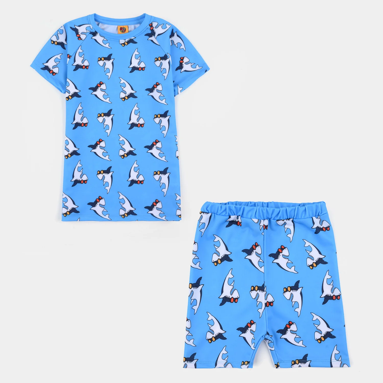 Boys Nylon Swimming 2-Piece Suit (Shark) - Blue - Image 3
