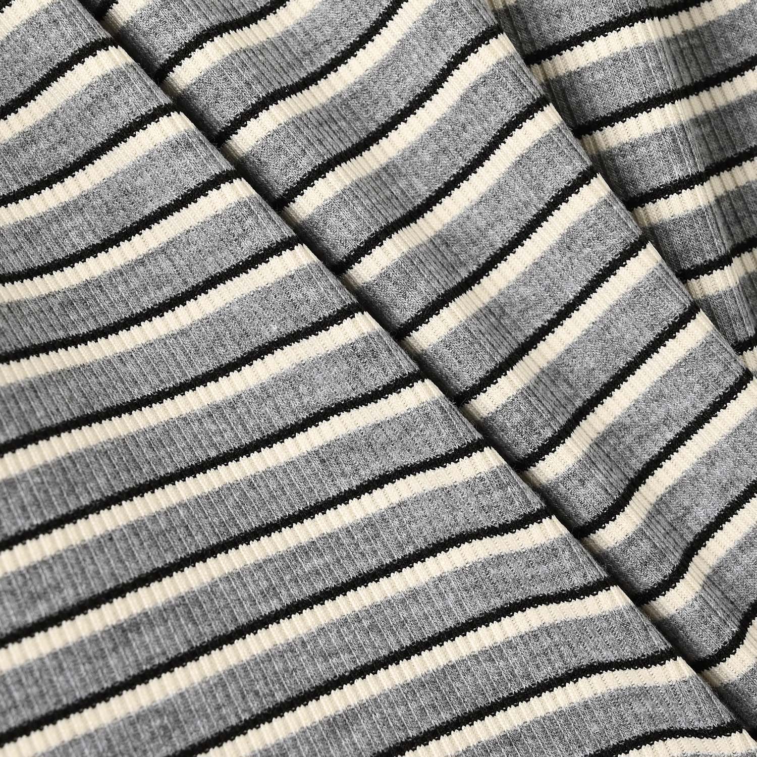 Boys Yarn Dyed Rib T-Shirt Street Mode - GREY - Image 3