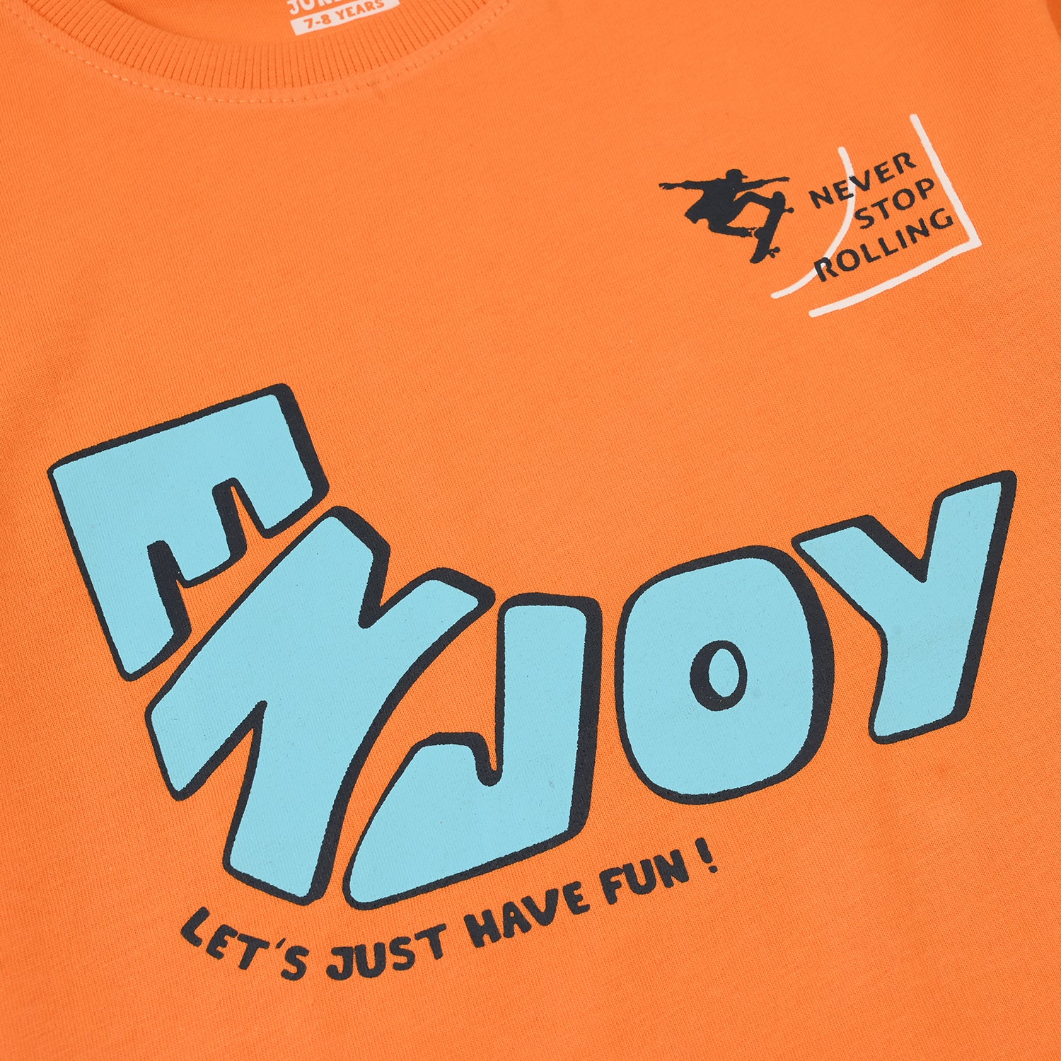 Boys Jersey/Terry T-Shirt - Orange - Image 2