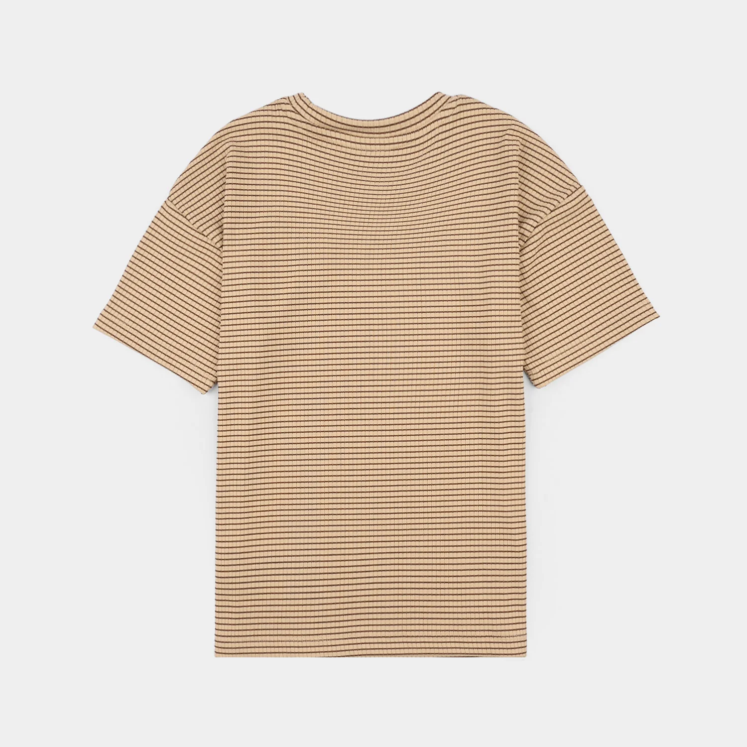 Boys 2x1 Rib Striped T-Shirt – Brown - Image 4