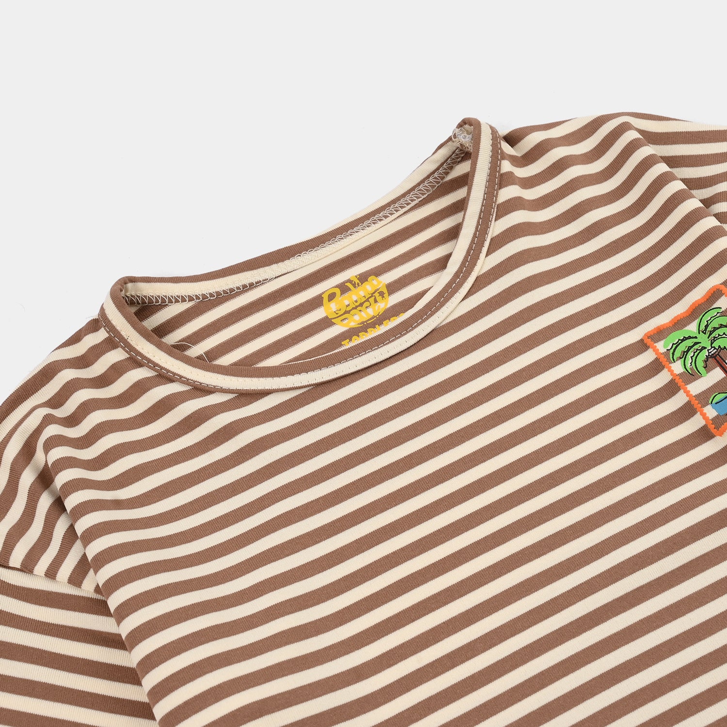 Boys Jacquard knitted T-Shirt Palm Tree-BROWN - Image 2