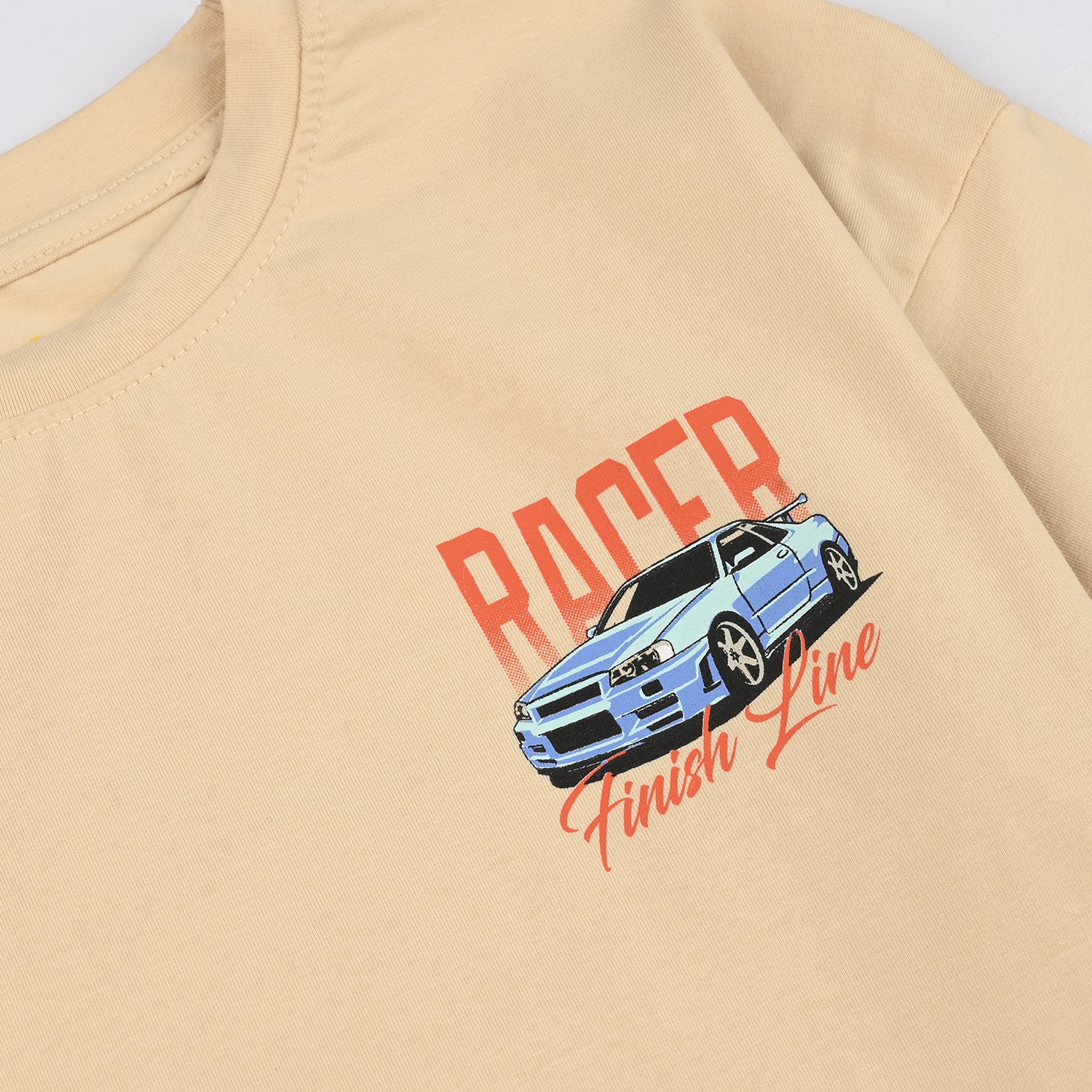 Boys Lycra Jersey T-Shirt (Legendary Racer) - Beige - Image 3