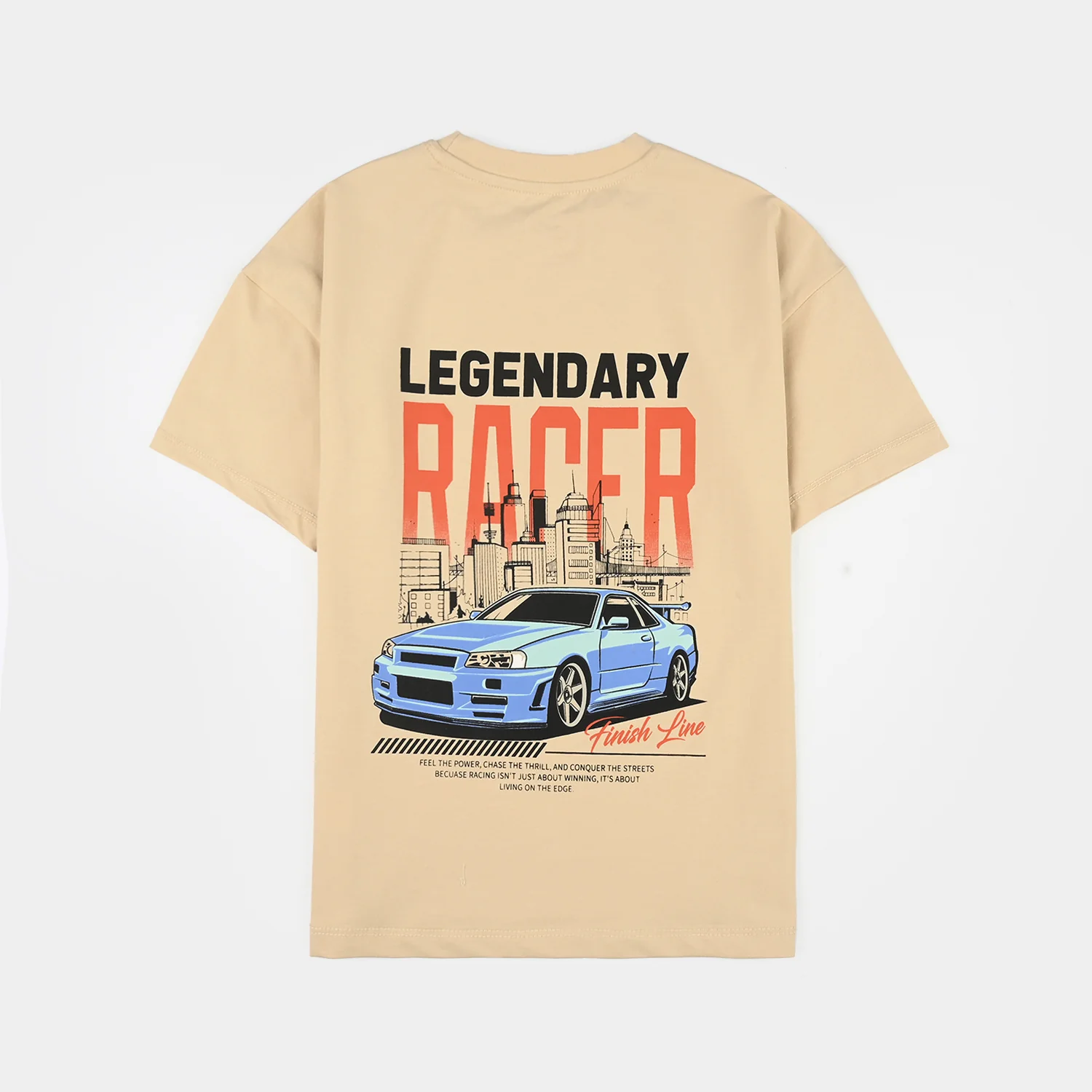 Boys Lycra Jersey T-Shirt (Legendary Racer) - Beige - Image 4