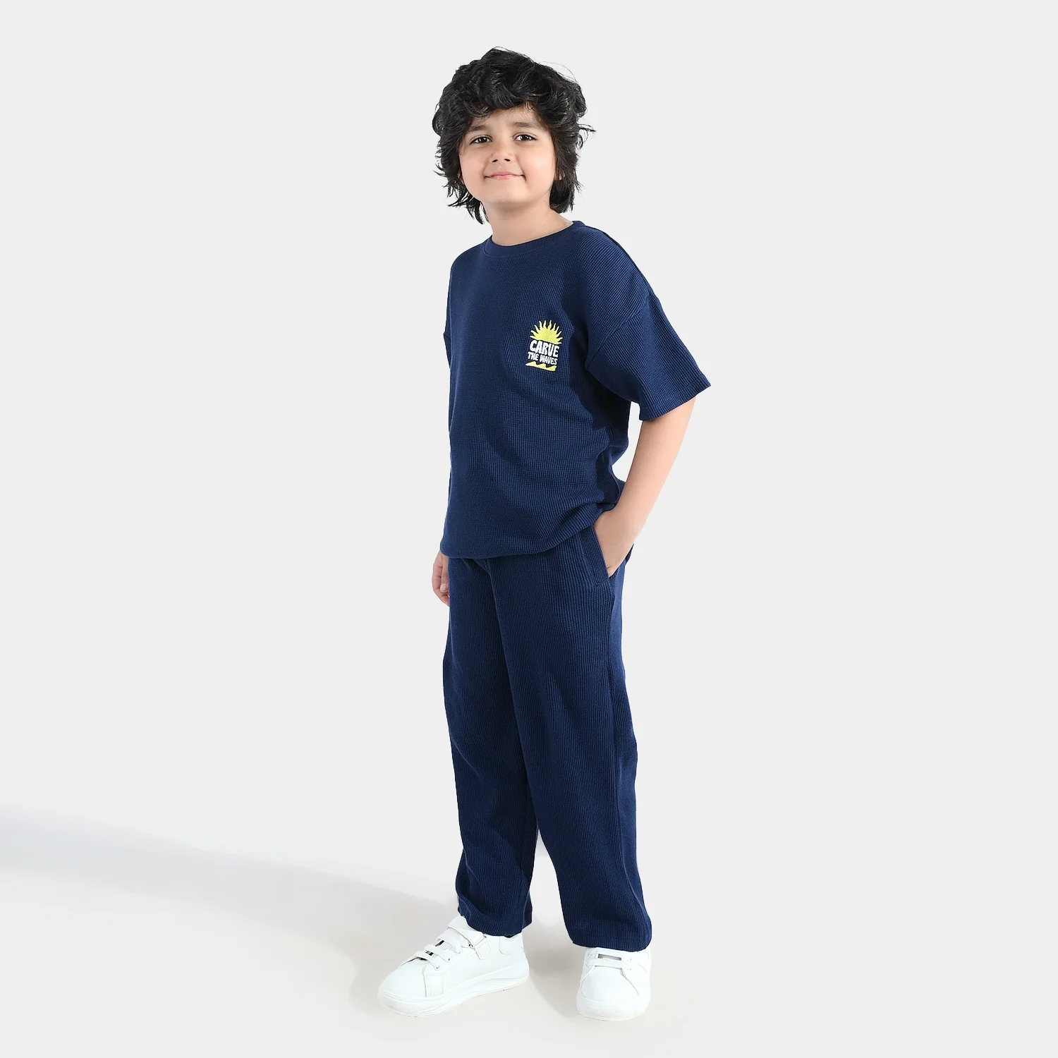 Boys Thermal 2 Piece Suit Carve The Waves-NAVY - Image 2