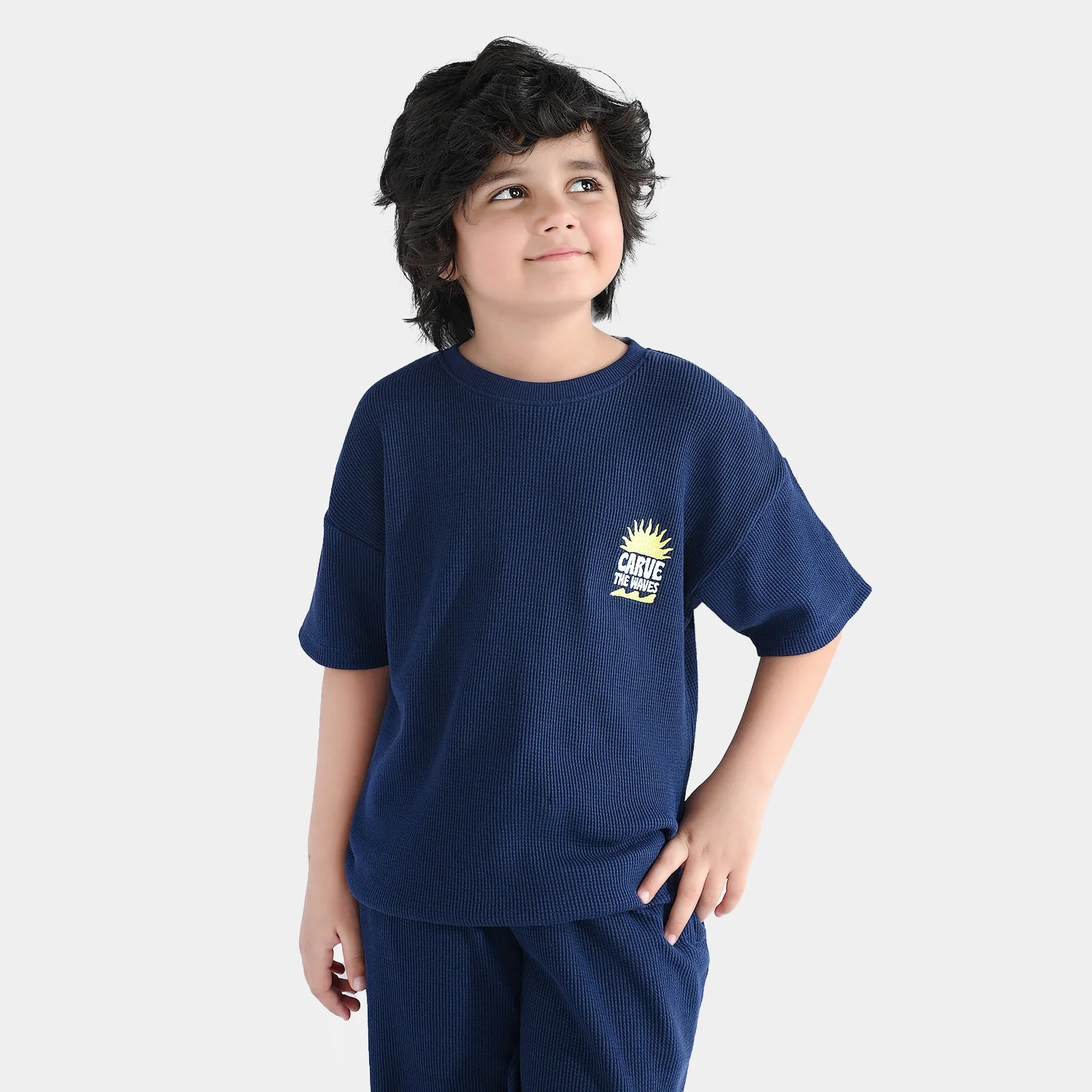 Boys Thermal 2 Piece Suit Carve The Waves-NAVY - Image 3
