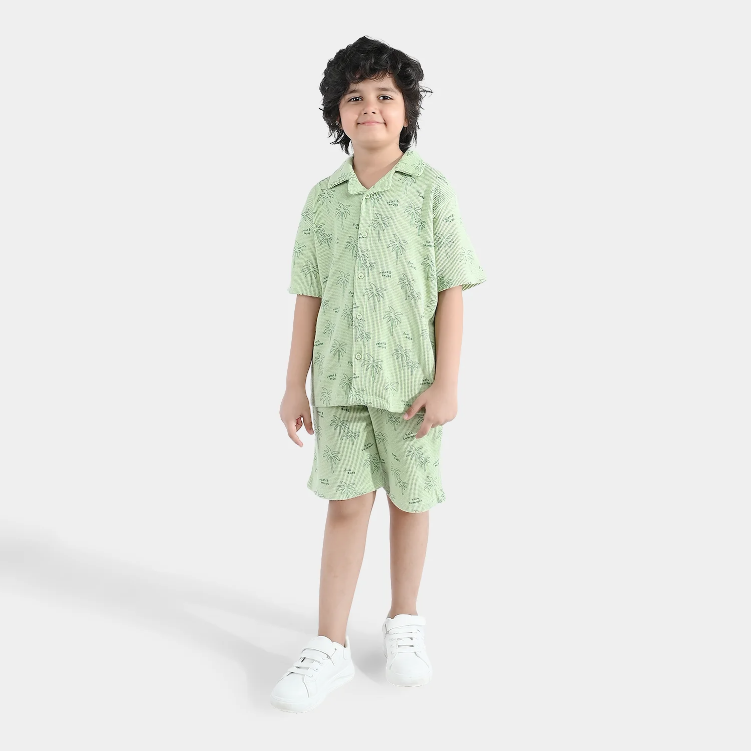 Boys Thermal 2 Piece Suit Palm Tree- Green