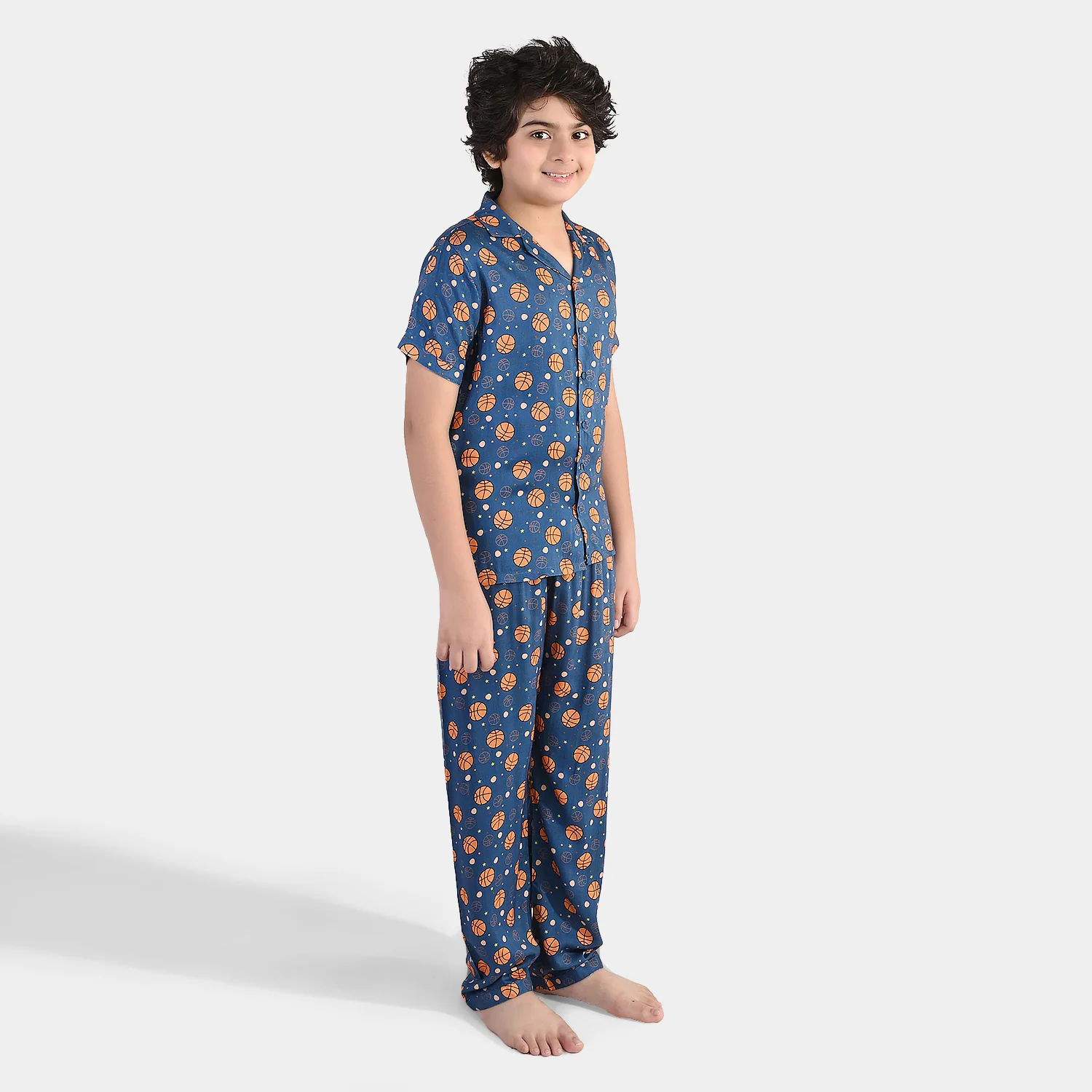 Boys Viscose Nightwear  Basketball -Teal Blue - Image 2