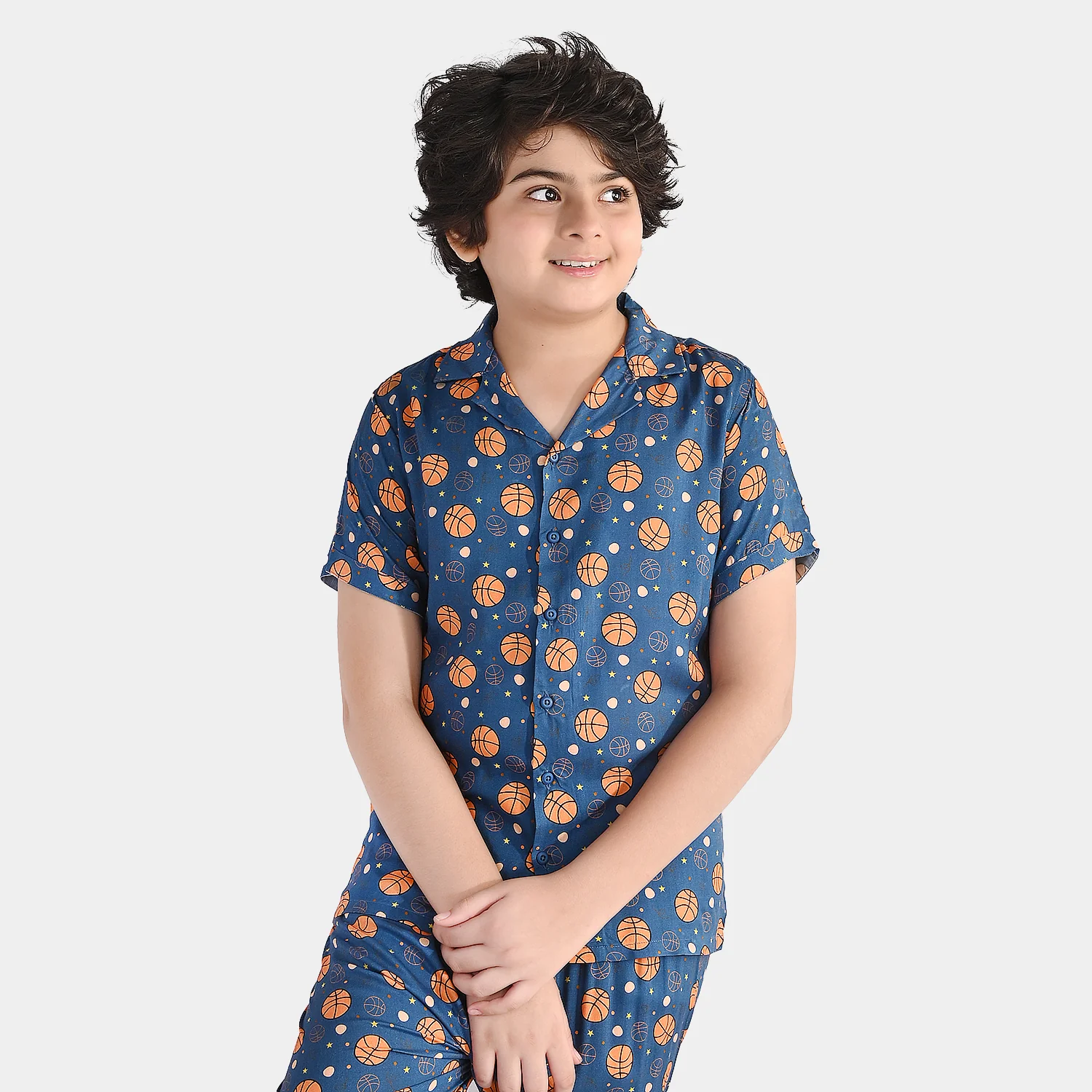 Boys Viscose Nightwear  Basketball -Teal Blue - Image 3