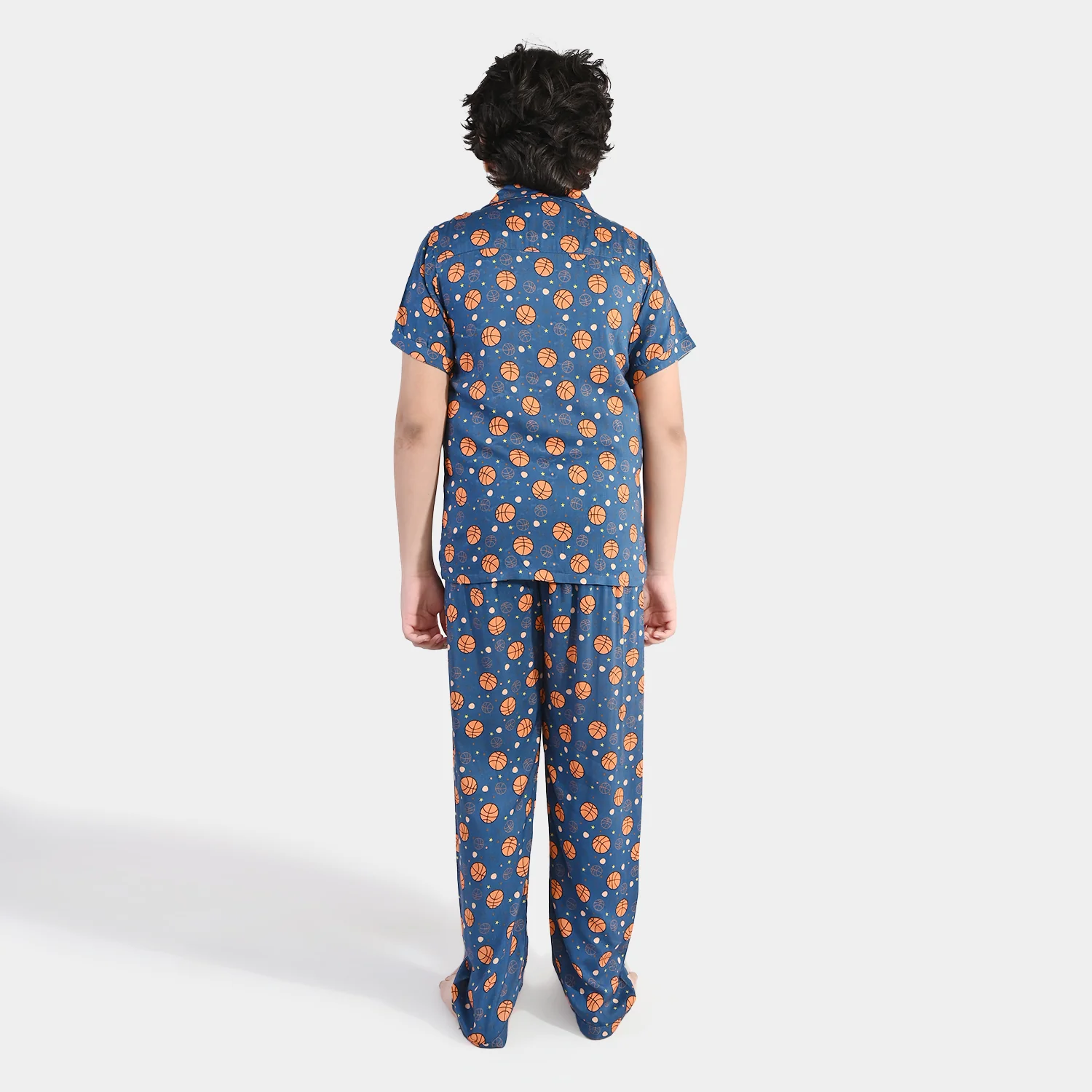 Boys Viscose Nightwear  Basketball -Teal Blue - Image 4