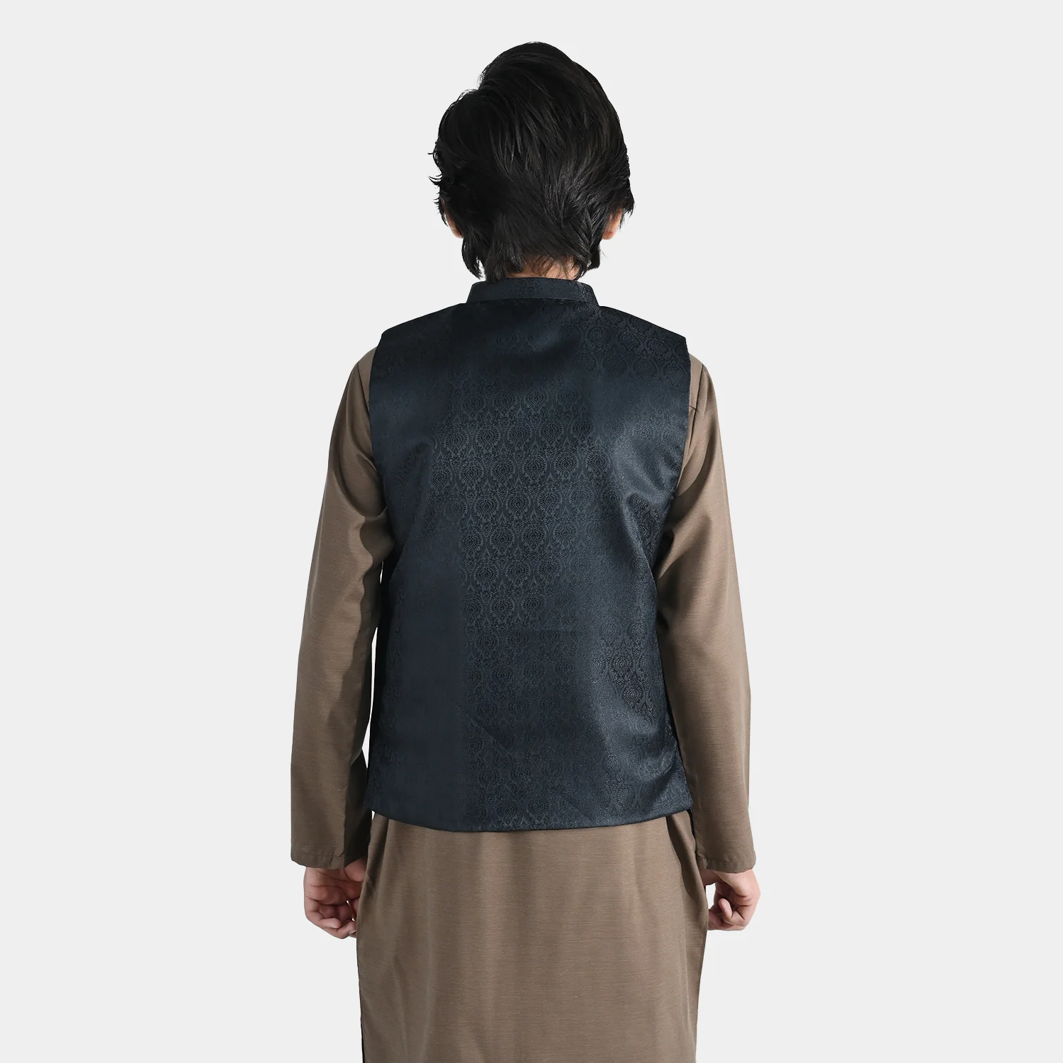 Boys Poly Viscose Waist Coat - Black - Image 5