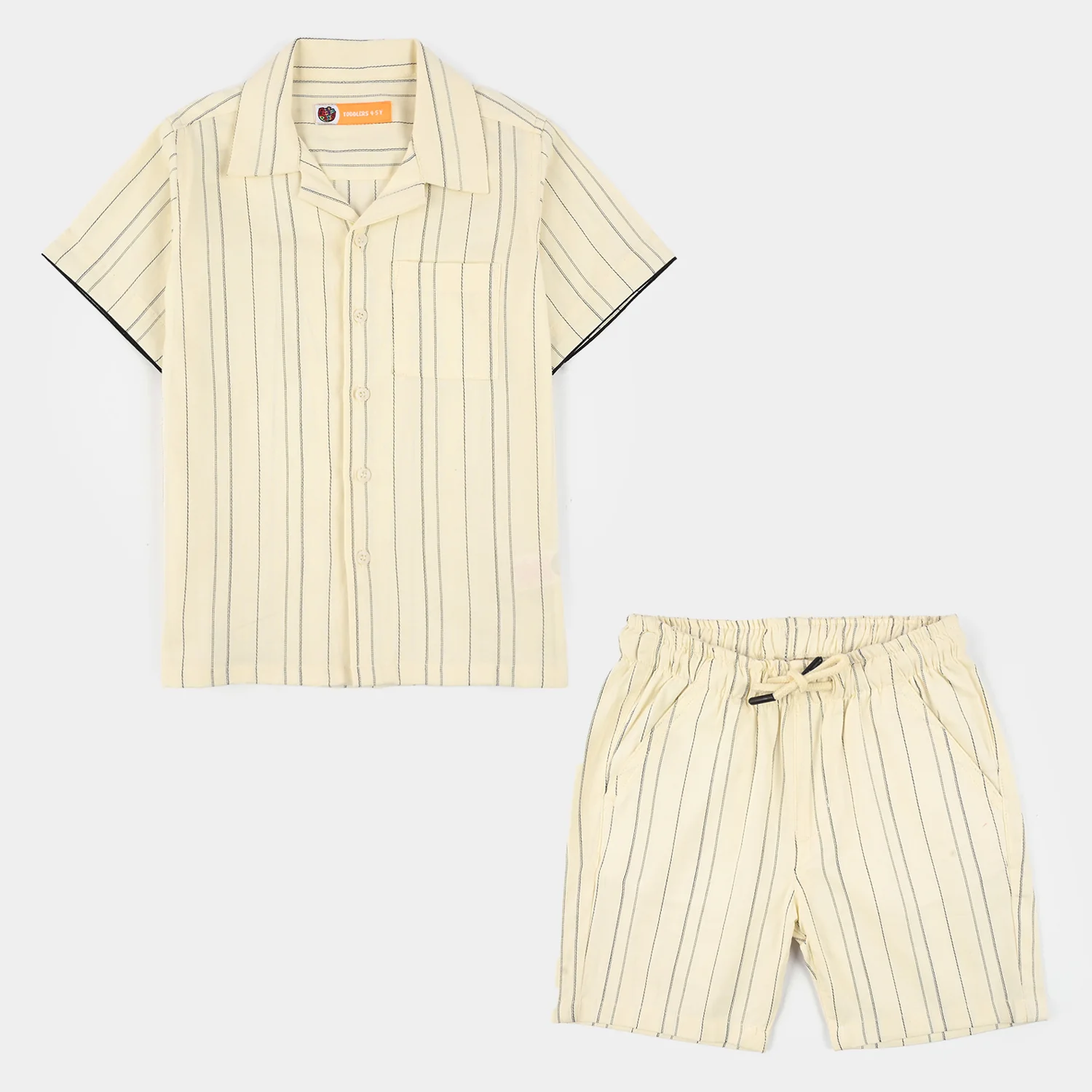 Boys Yarn Dyed Woven Suit 2 Piece (Cuban Stripe) - Off White - Image 5