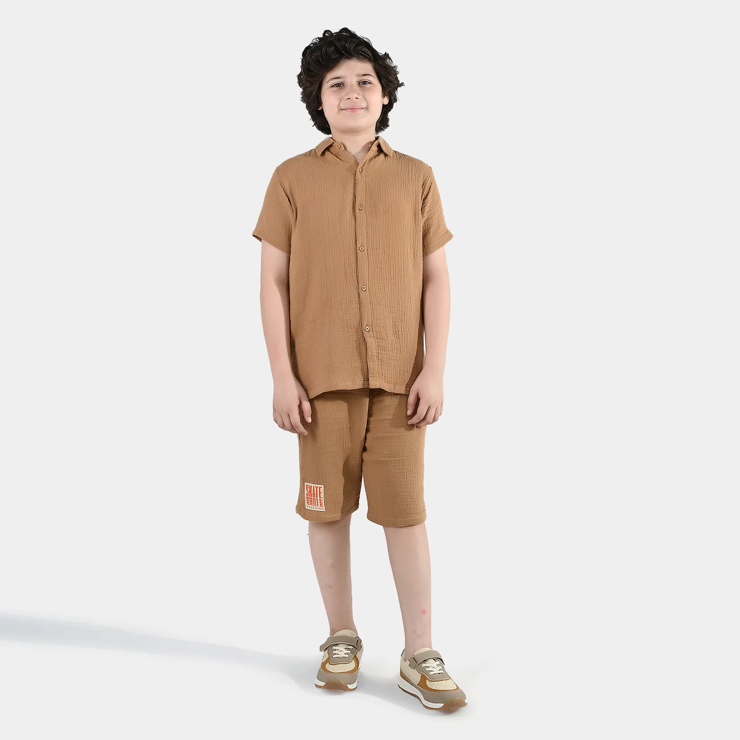 Boys Gauze Woven Suit (Skate) - Brown