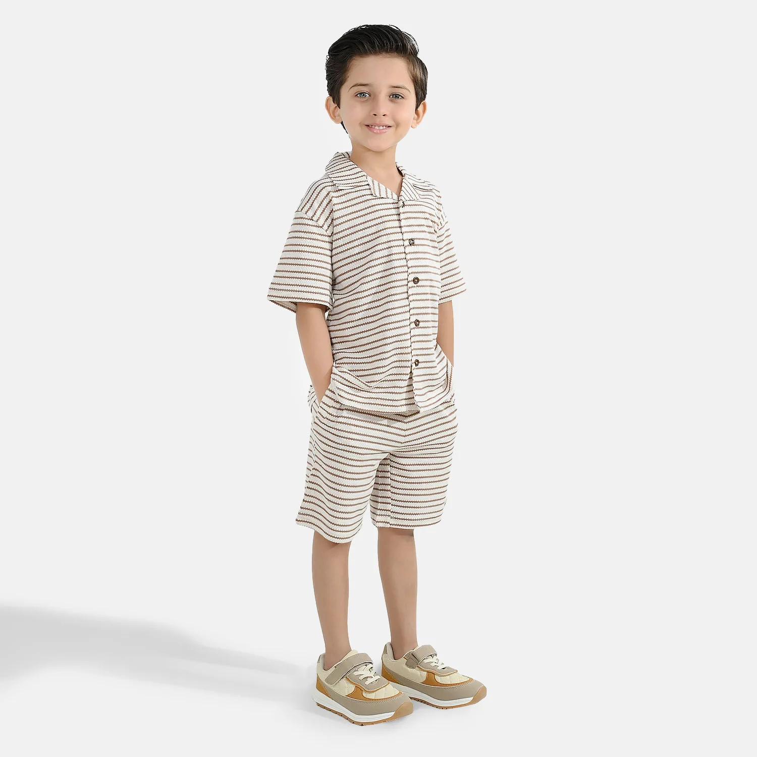 Boys Yarn Dyed 2Piece Suit FUNCTIONING - Stripes - Image 3
