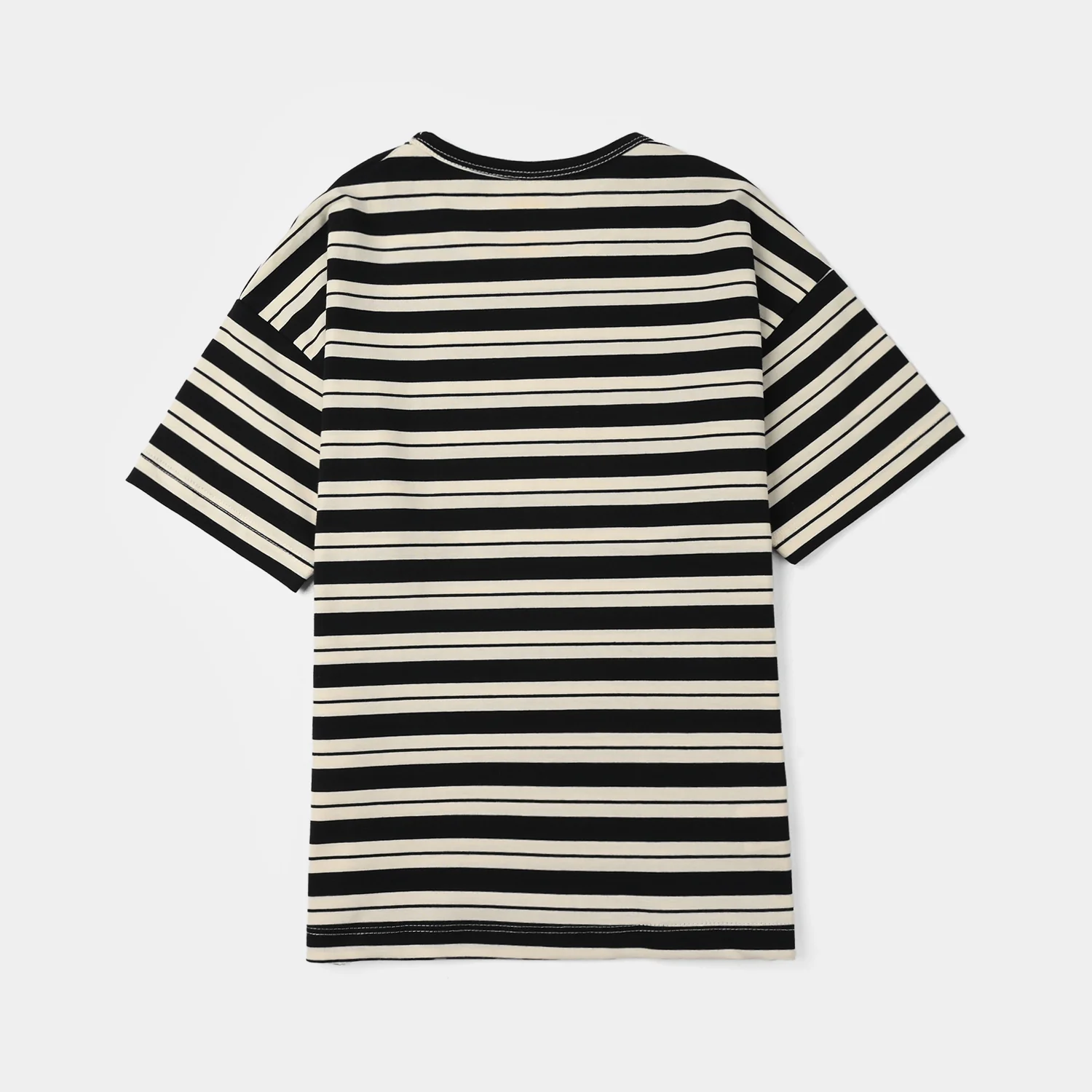 Boys Yarn Dyed Everyday T-Shirt - Black/Cream - Image 4