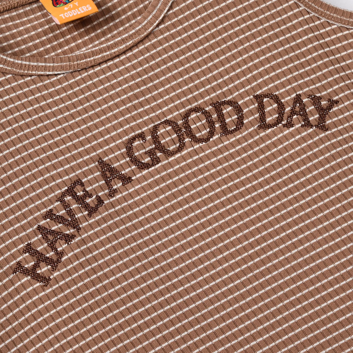 Boys Yarn Dyed Sando (Have A Good Day) - Brown - Image 4