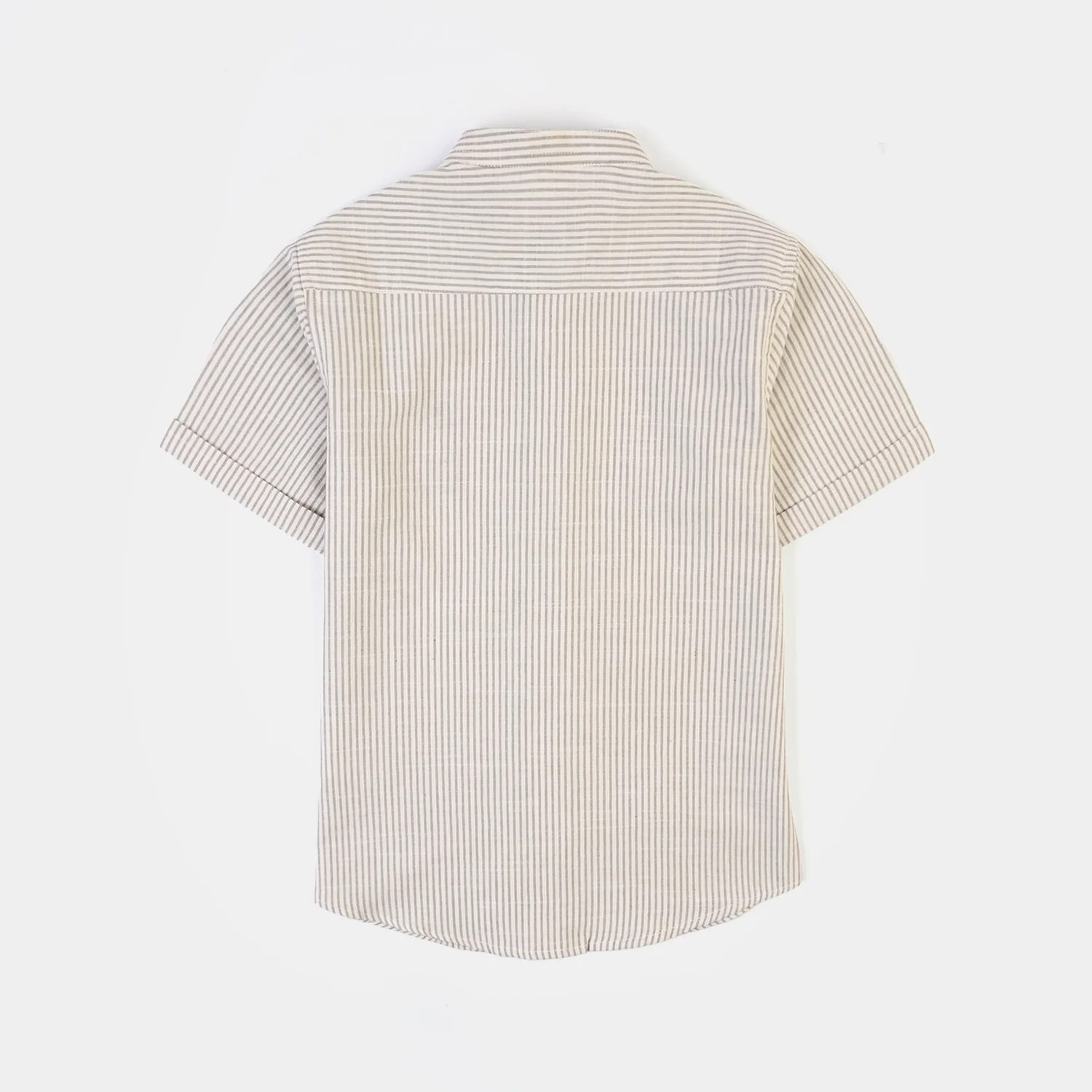 Boys Yarn Dyed Shirt (Born By The Sea)-Grey Stripe - Image 4