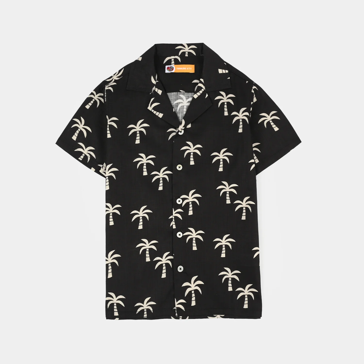 Boys Yarn Dyed Shirt (Palm Tree)-BLACK