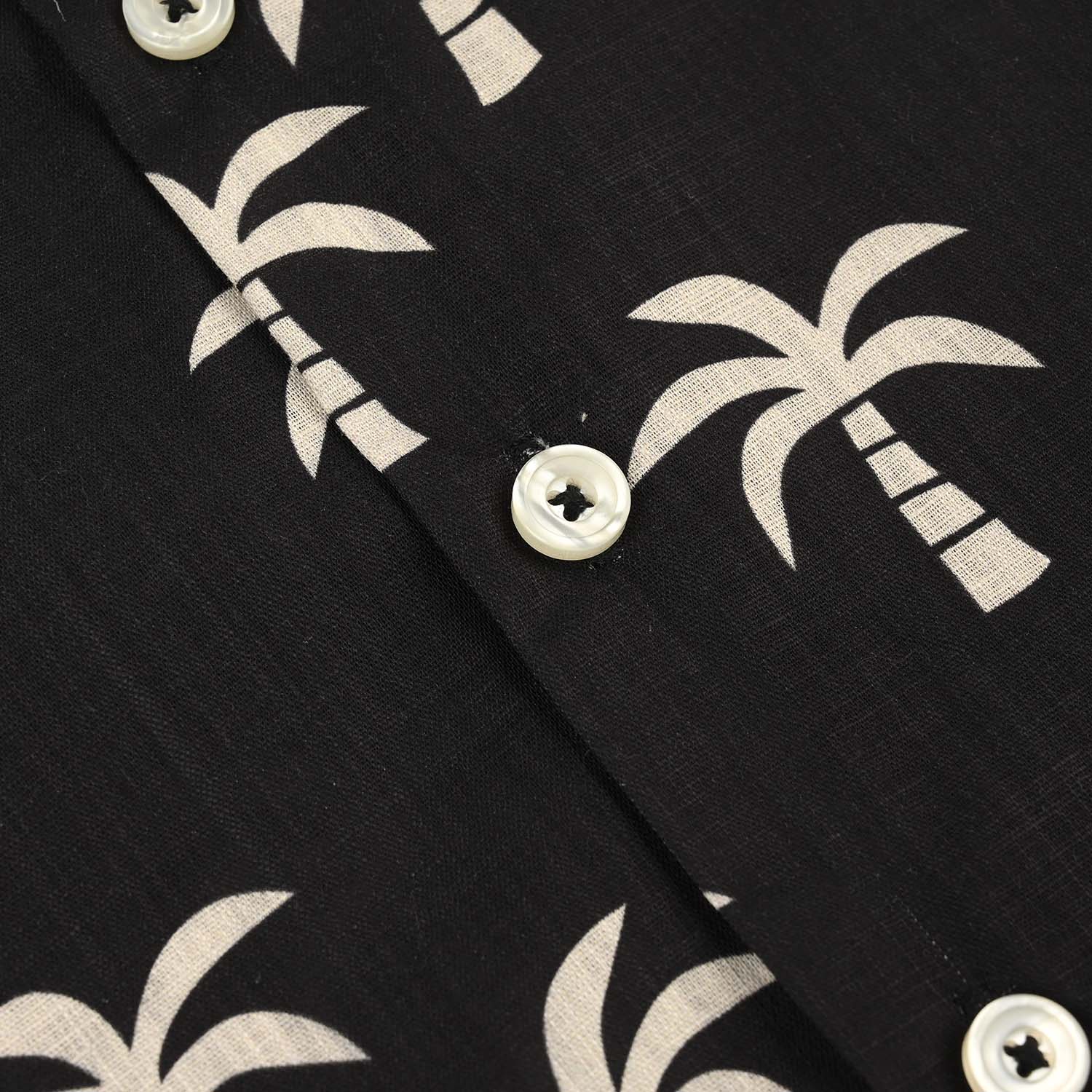 Boys Yarn Dyed Shirt (Palm Tree)-BLACK - Image 3