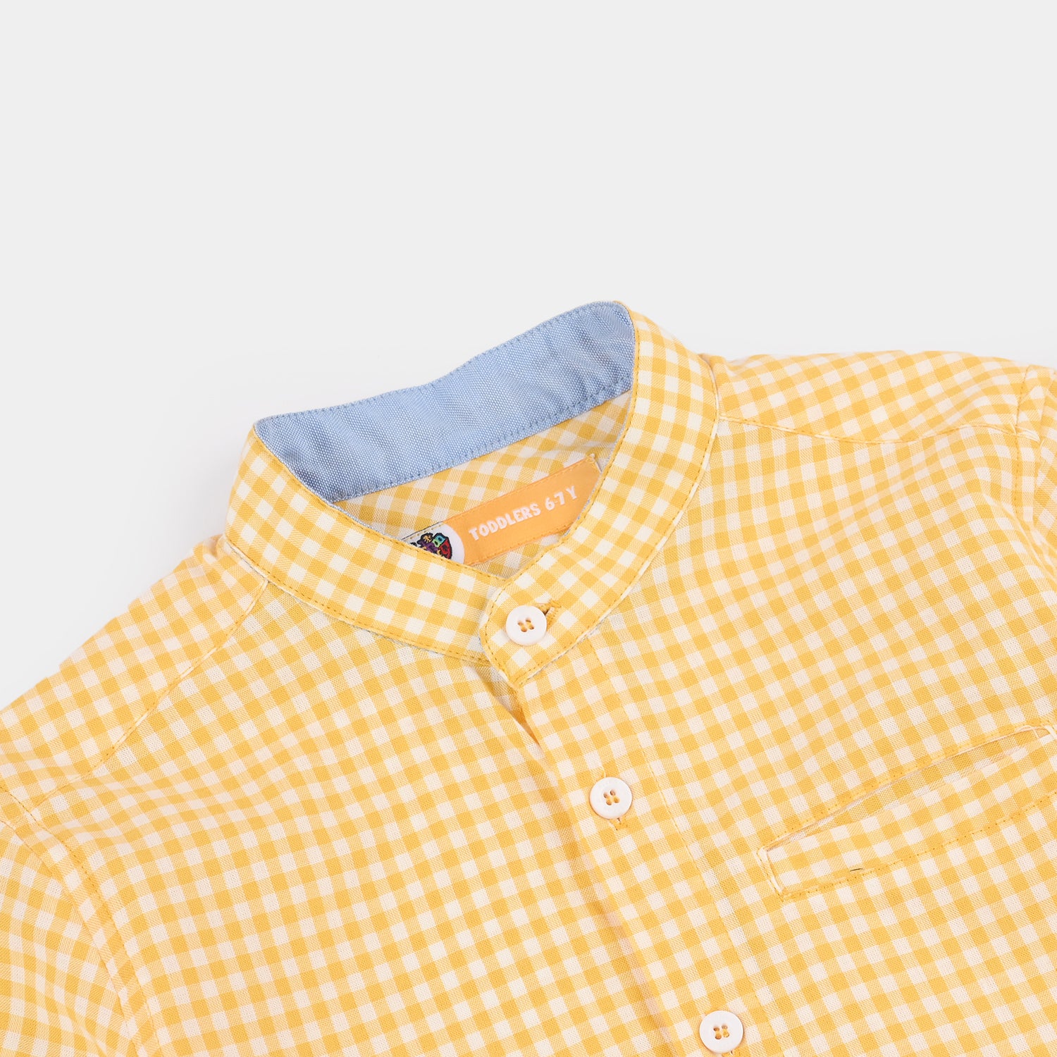 Boys Yarn Dyed Shirt (Skater Crew) - Yellow - Image 2