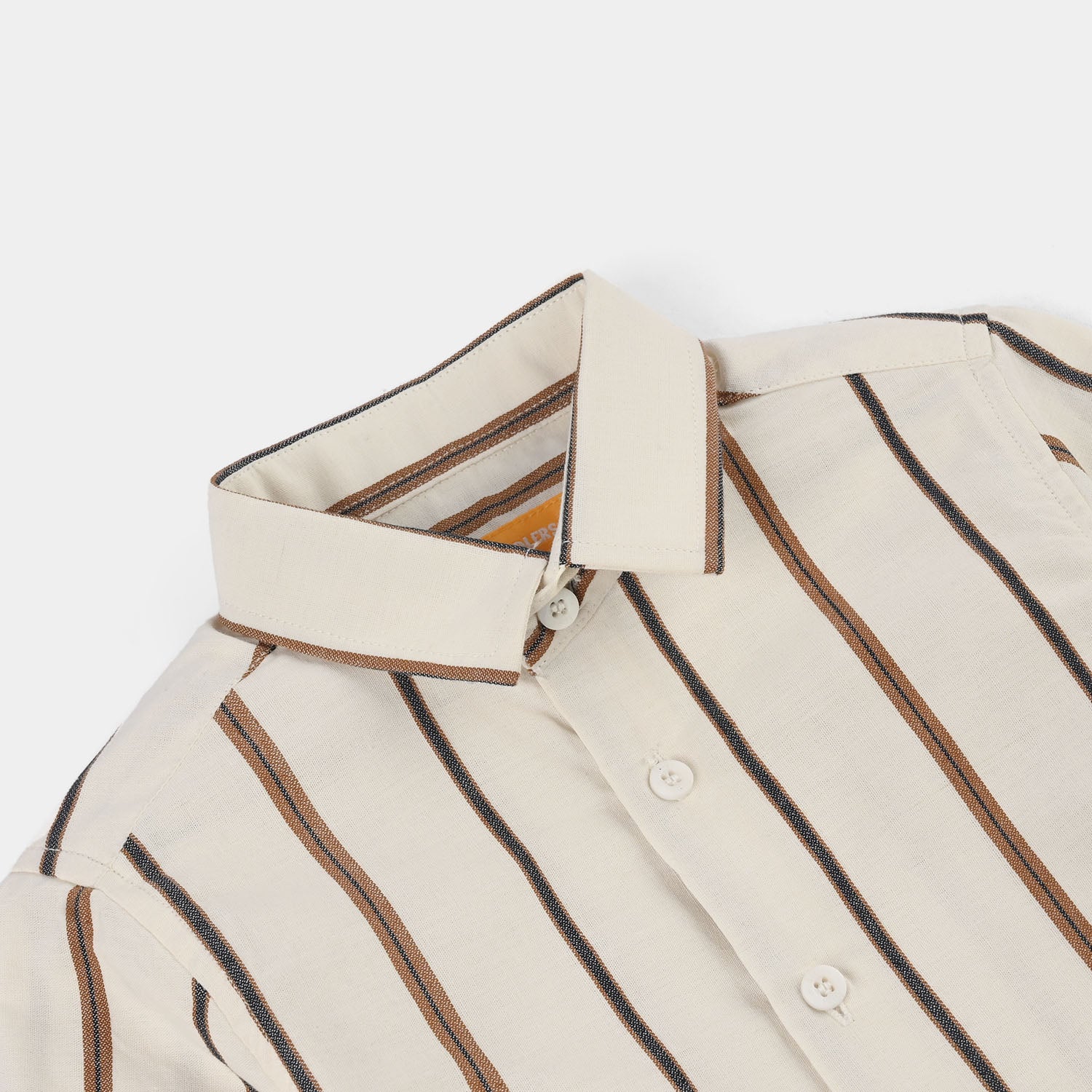 Boys Yarn Dyed Woven Suit (Striped) - Brown/Off-White - Image 5