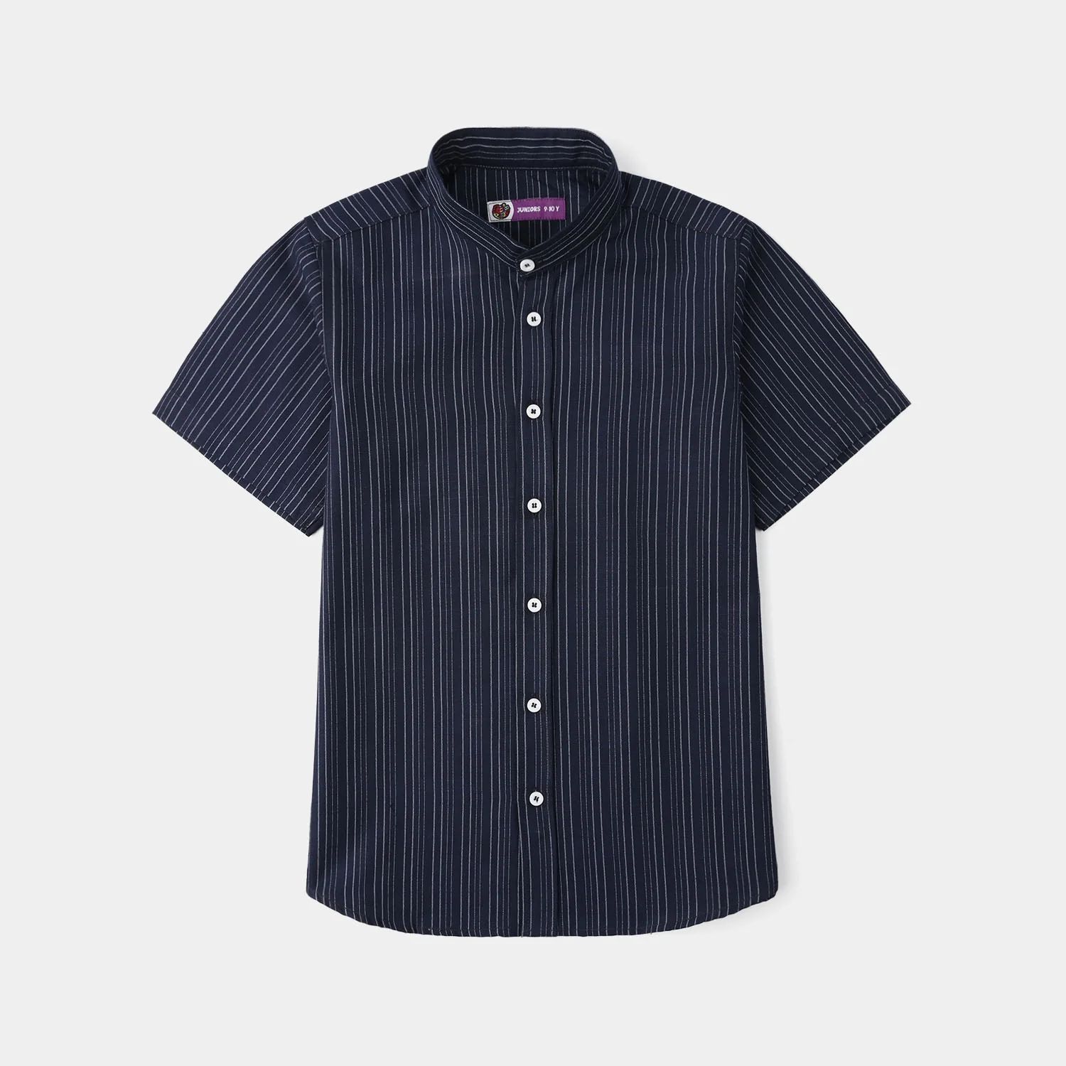 Boys Yarn Dyed Woven Suit (Off White Striper) – Navy - Image 4