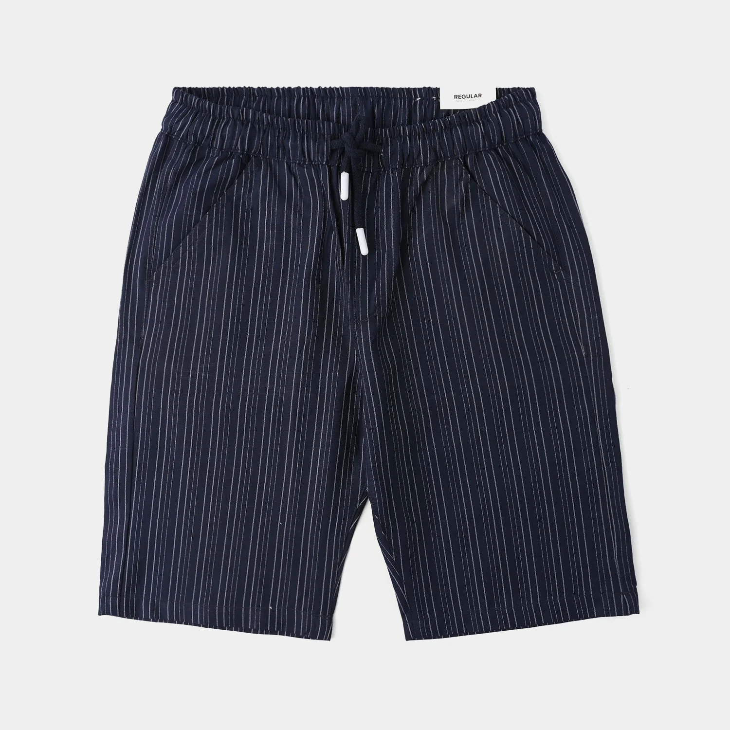 Boys Yarn Dyed Woven Suit (Off White Striper) – Navy - Image 7