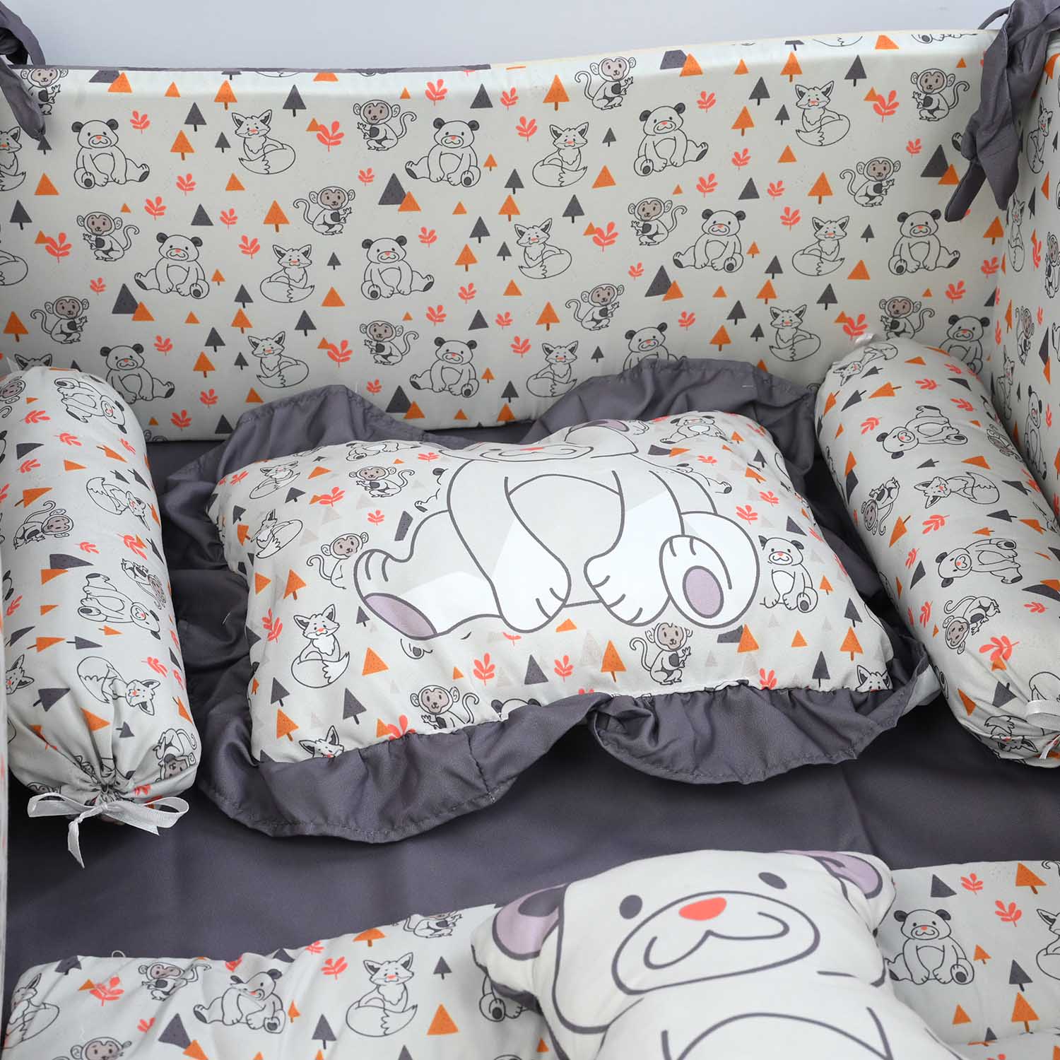 Bear & Monkey Cot Bedding Set - Image 2