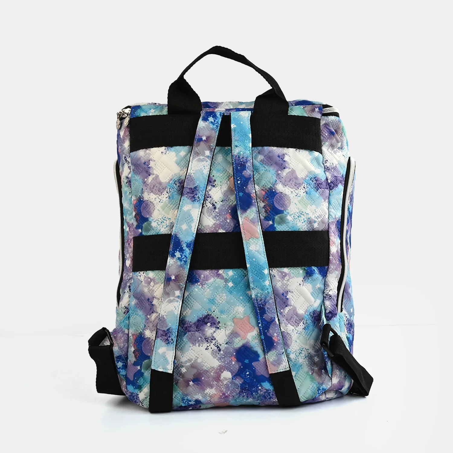 Blue Splashes Zigzag Quilted Mother Bag - Image 4