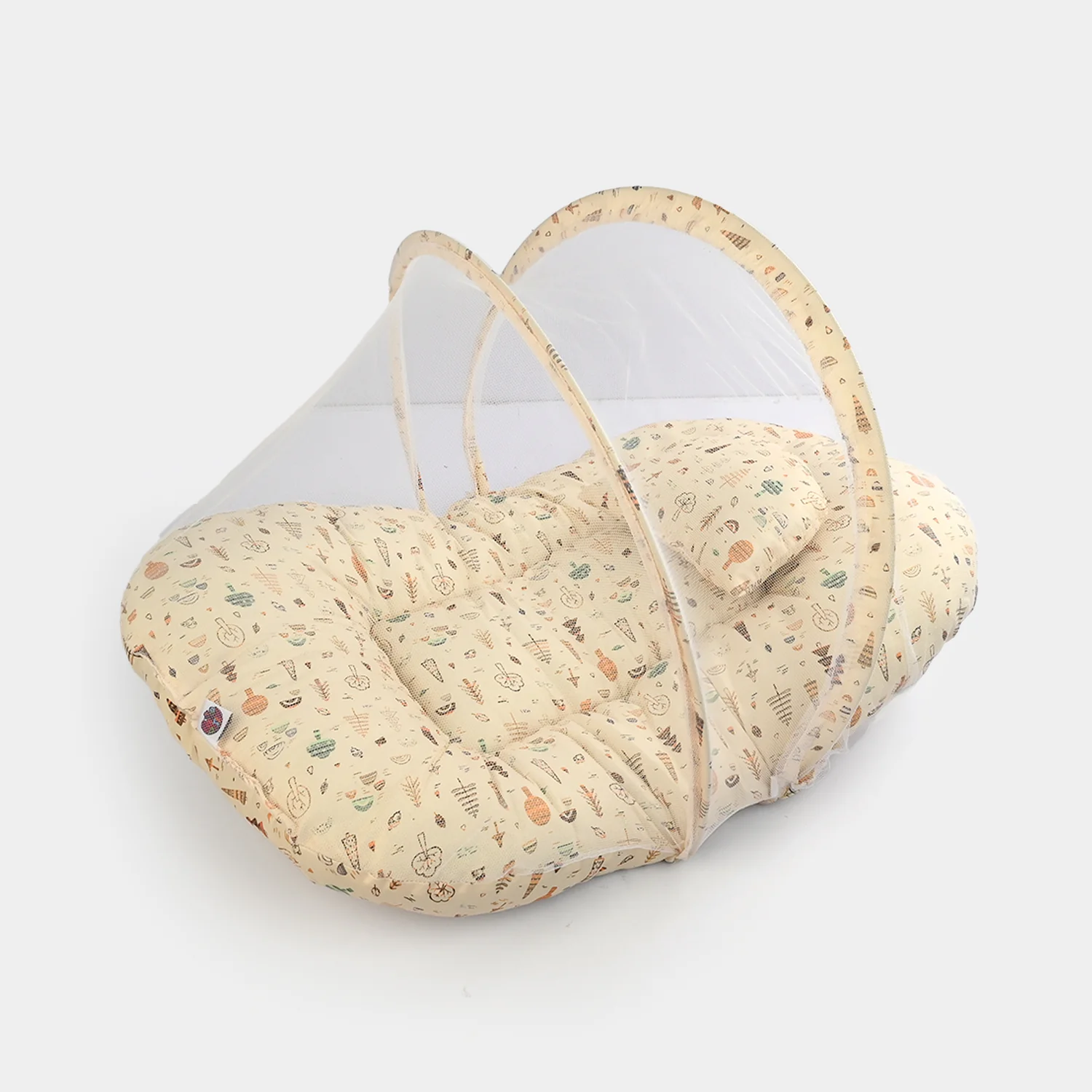 Infant Umbrella Bed (With Mosquito Net) - White/Yellow - Image 2