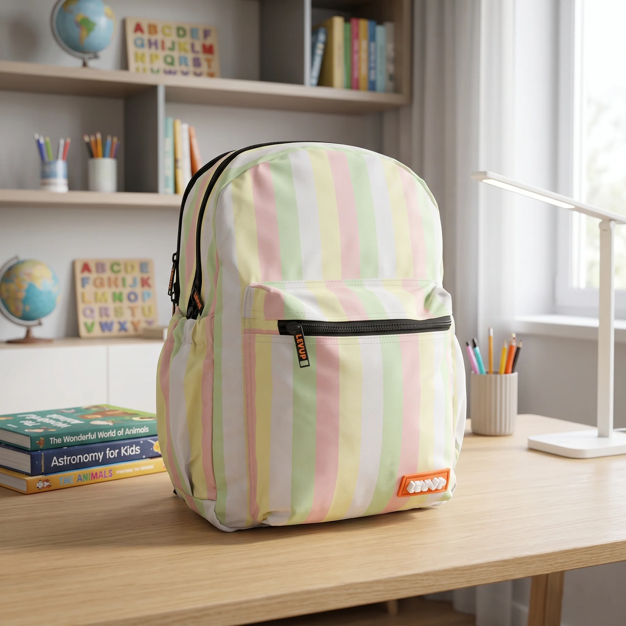 LEVUP 16" Stripes Backpack for Kids | Grade 1-4