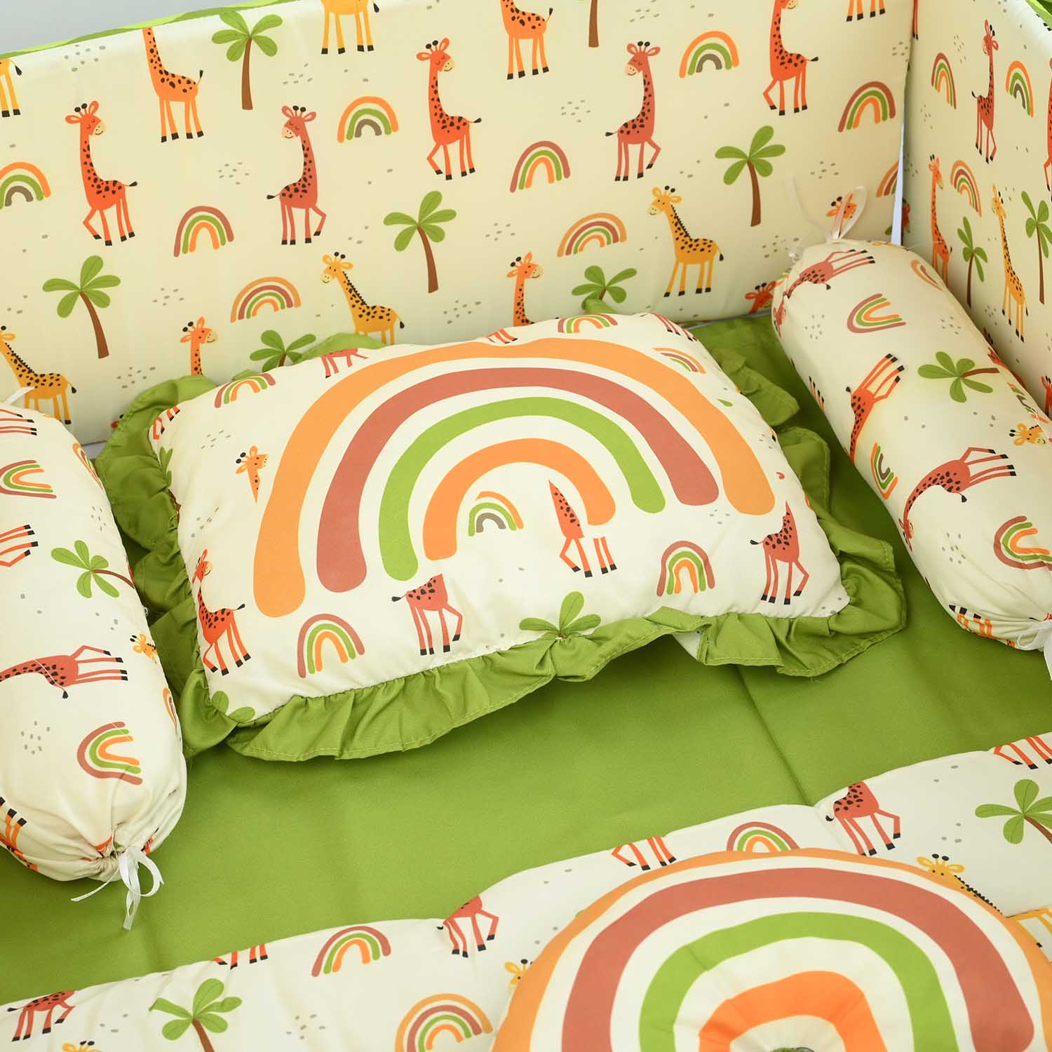 Rainbow & Giraffe Cot Bedding Set - Image 2