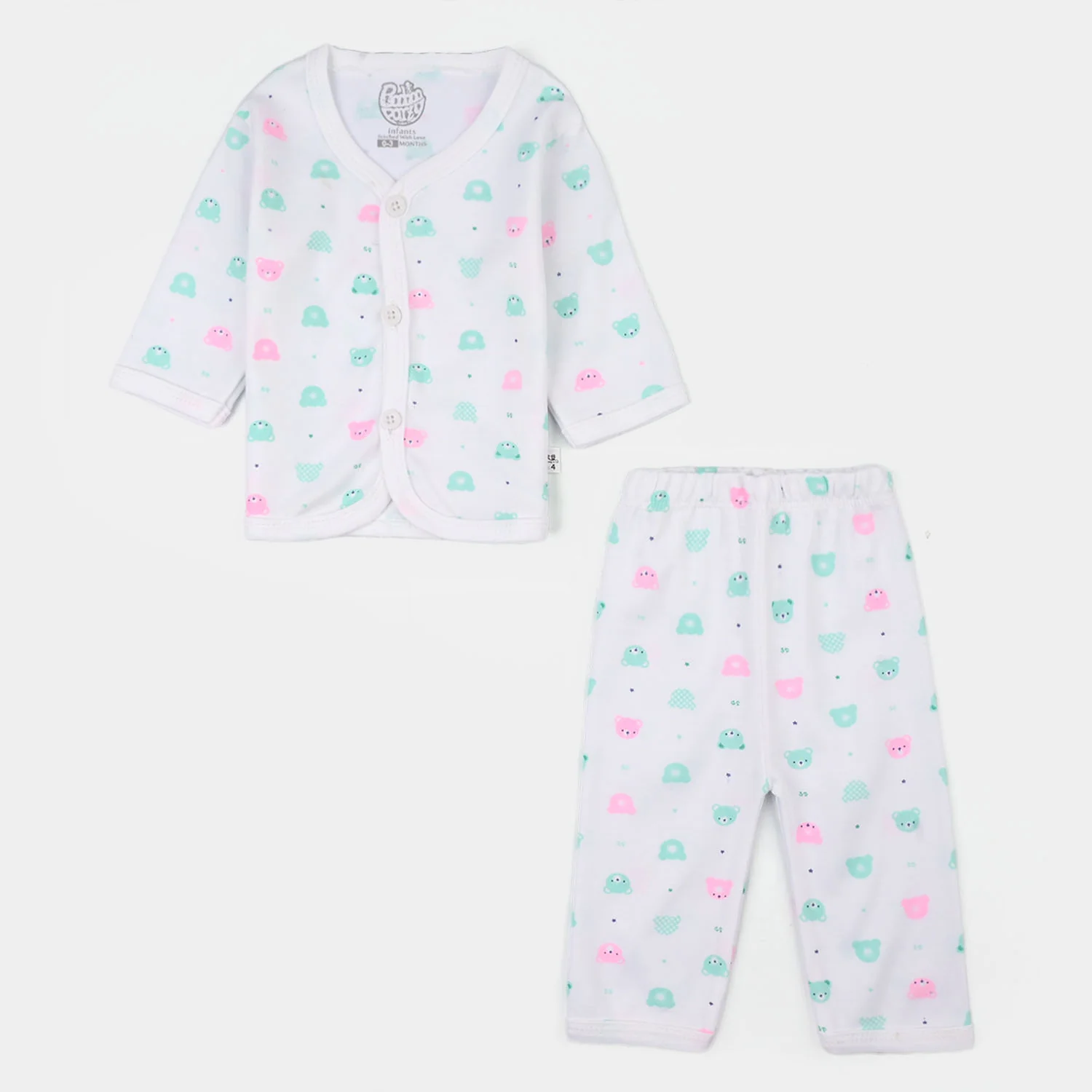 Infant Unisex Winter Suit 4Pcs Bear Face-Green - Image 2