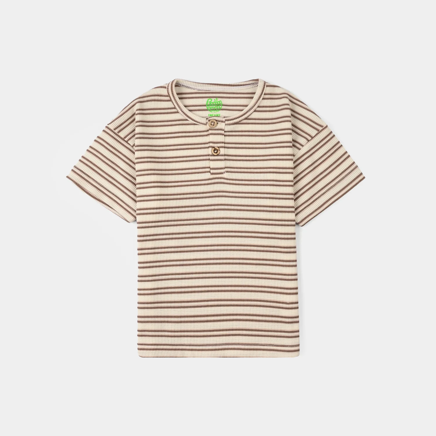 Infant Boys Yarn Dyed Round Neck T-Shirt - Brown - Image 2