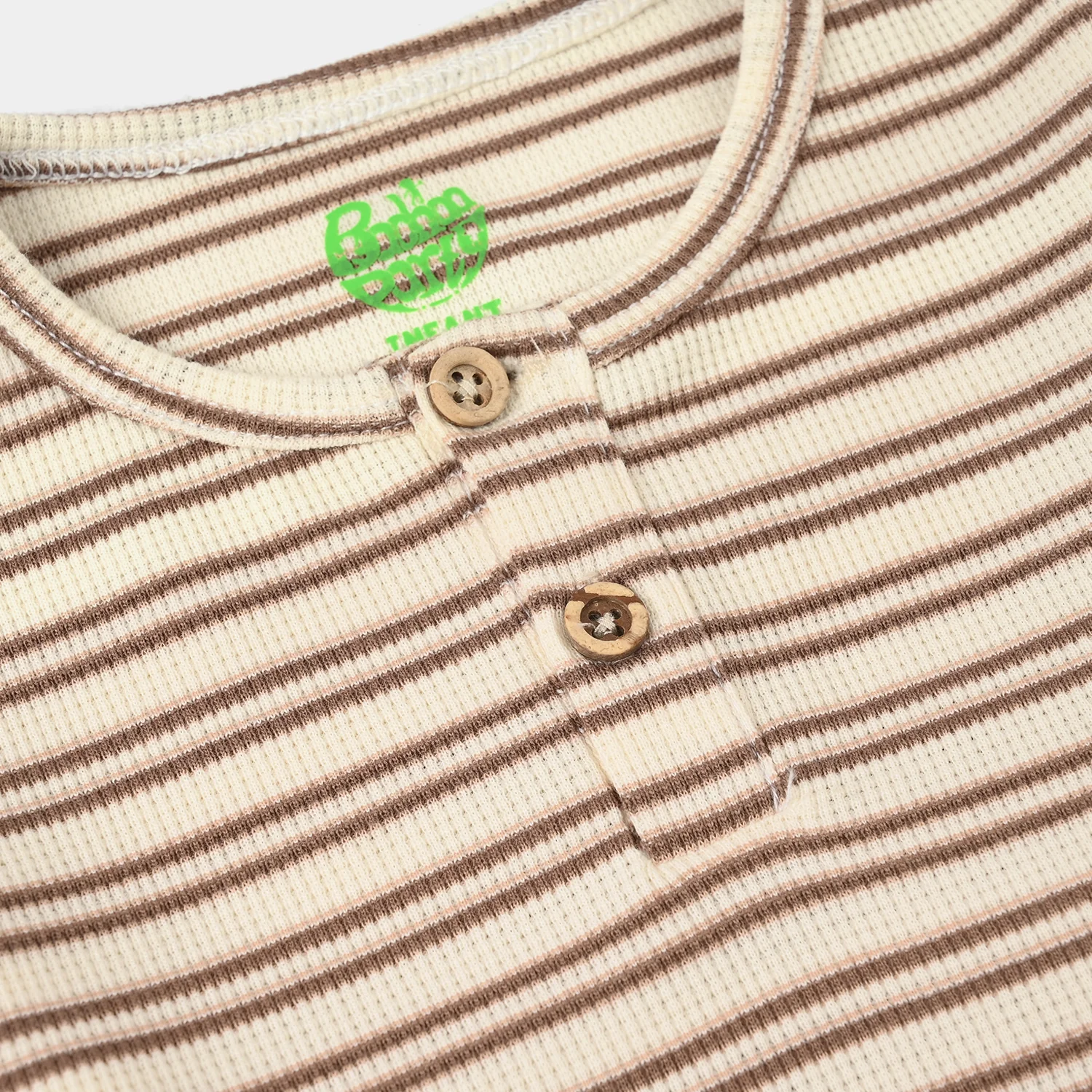 Infant Boys Yarn Dyed Round Neck T-Shirt - Brown - Image 3