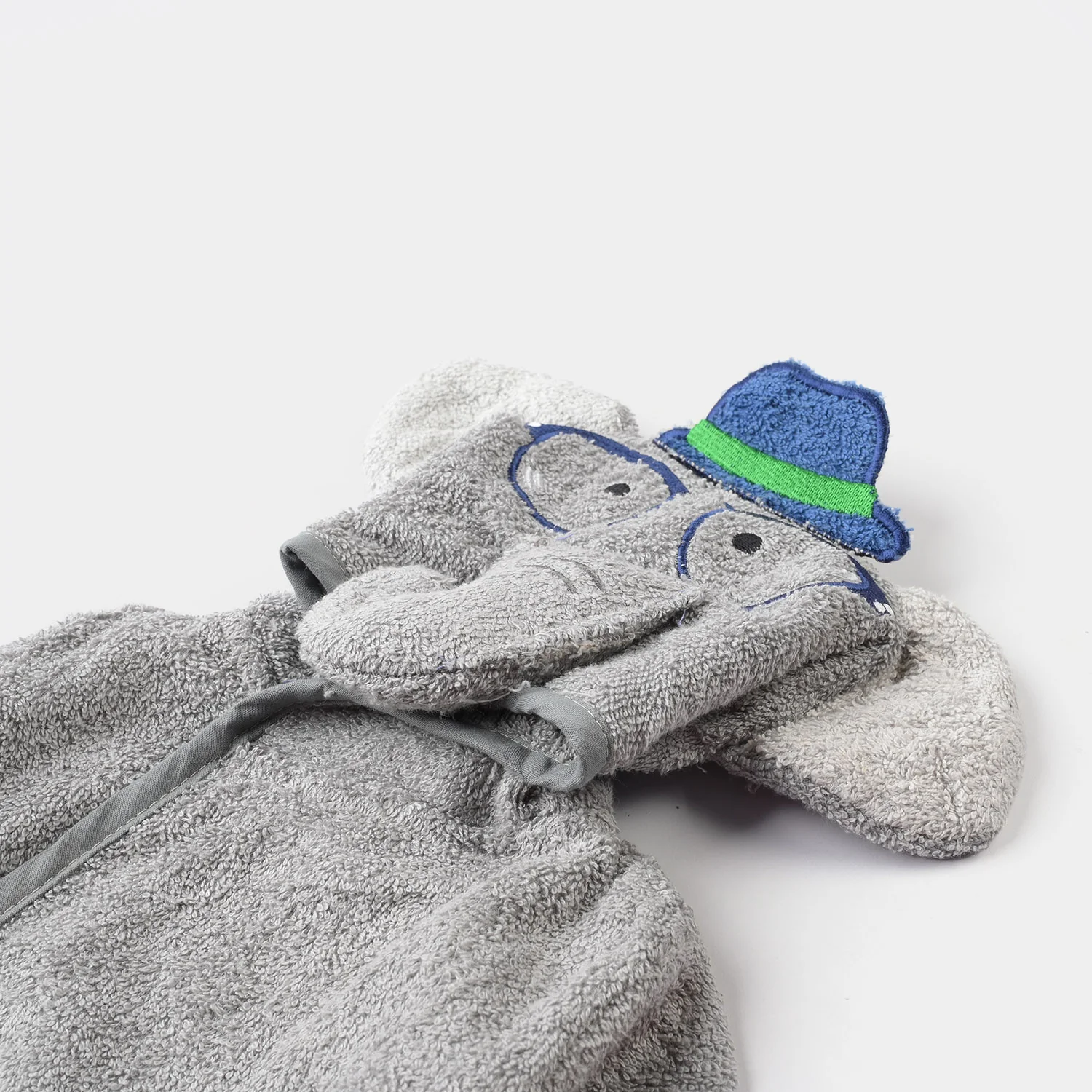 CHARACTER HOODED BATH GOWN Y902-GRAY ELEPHANT - Image 2