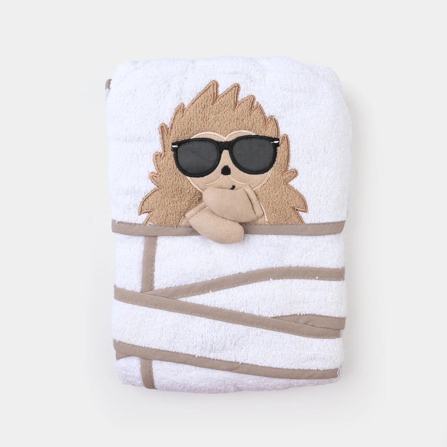 CHARACTER HOODED BATH GOWN Y902-WHITE MONKEY - Image 4