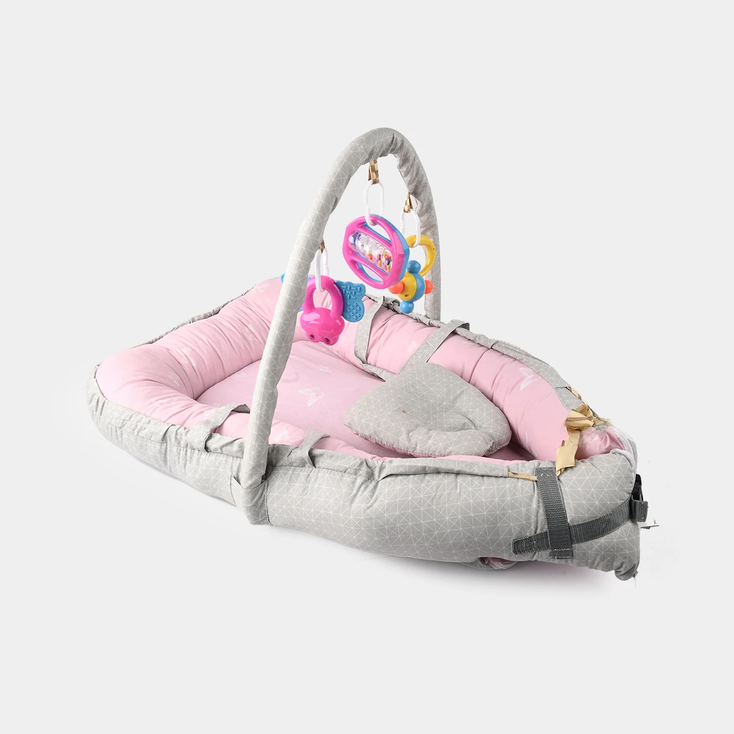 Baby Bed Nest with Toy Bar | 772 Pink - Image 3